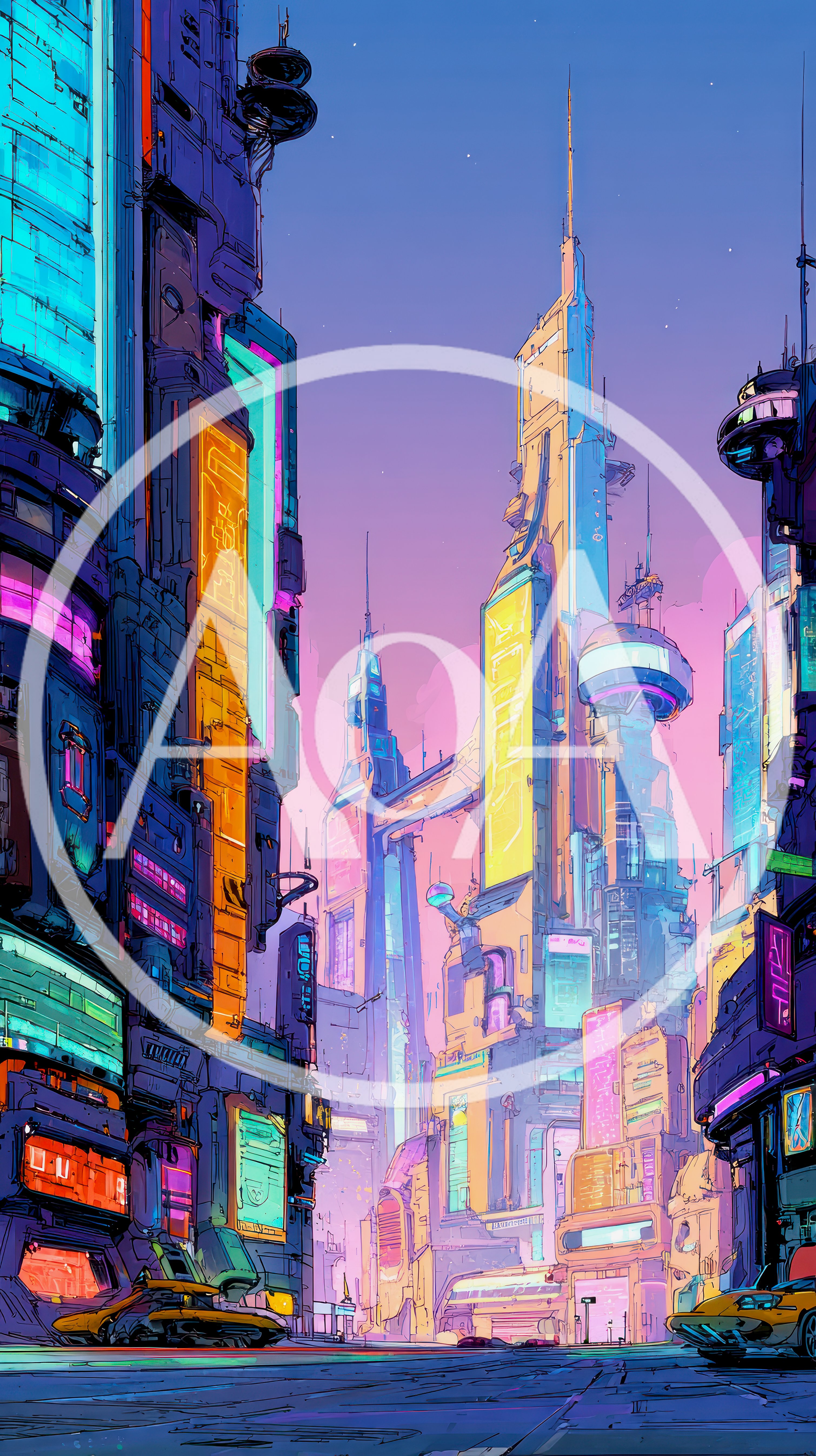 Futuristic Cyberpunk Cityscape With Neon Skyscrapers