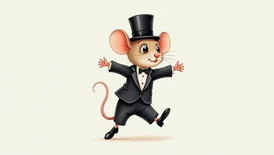 Cartoon Mouse Dressed In A Tuxedo And Top Hat
