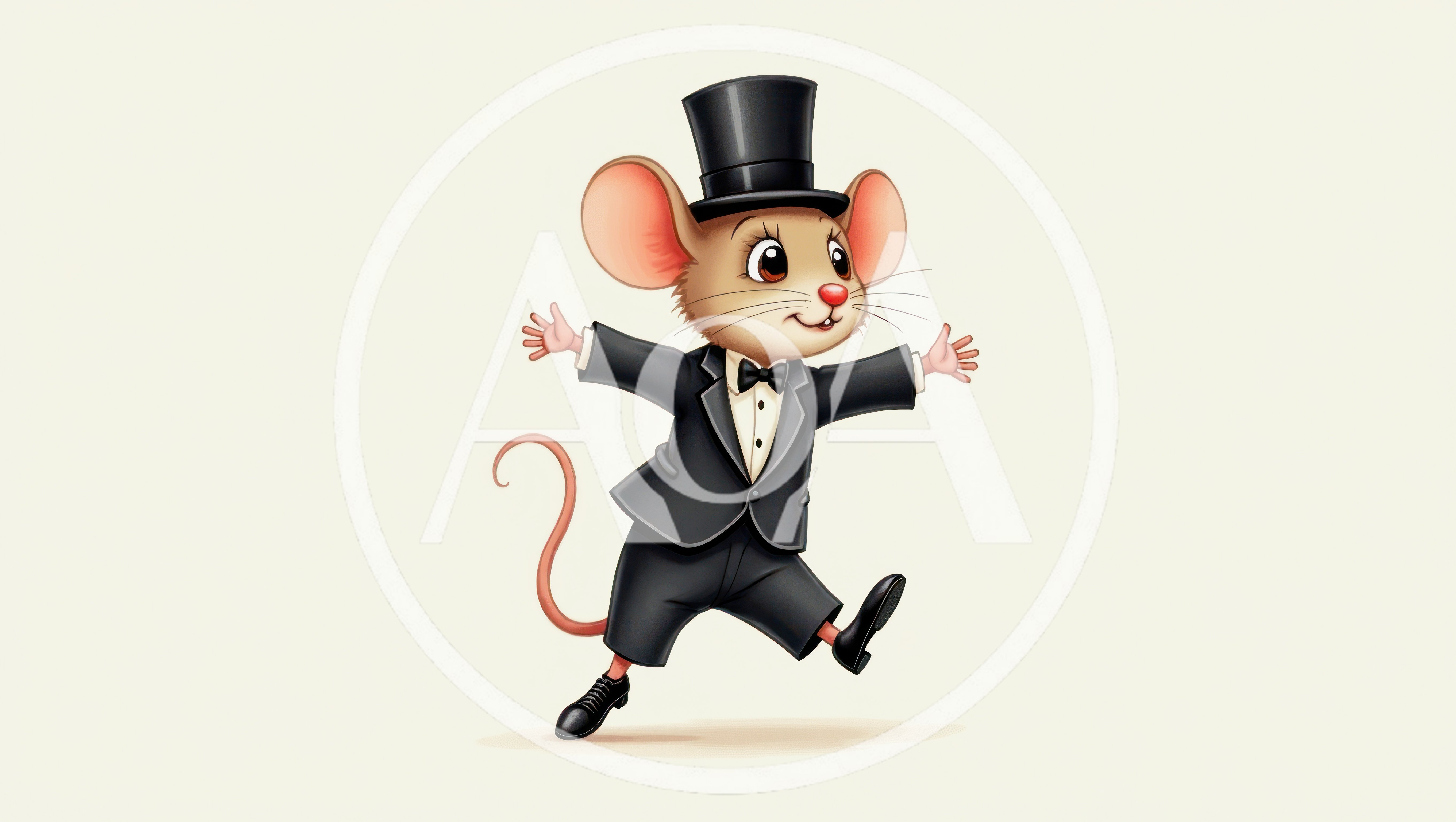 Cartoon Mouse Dressed In A Tuxedo And Top Hat