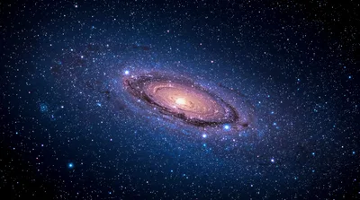 Spiral Galaxy Rotating In Deep Space