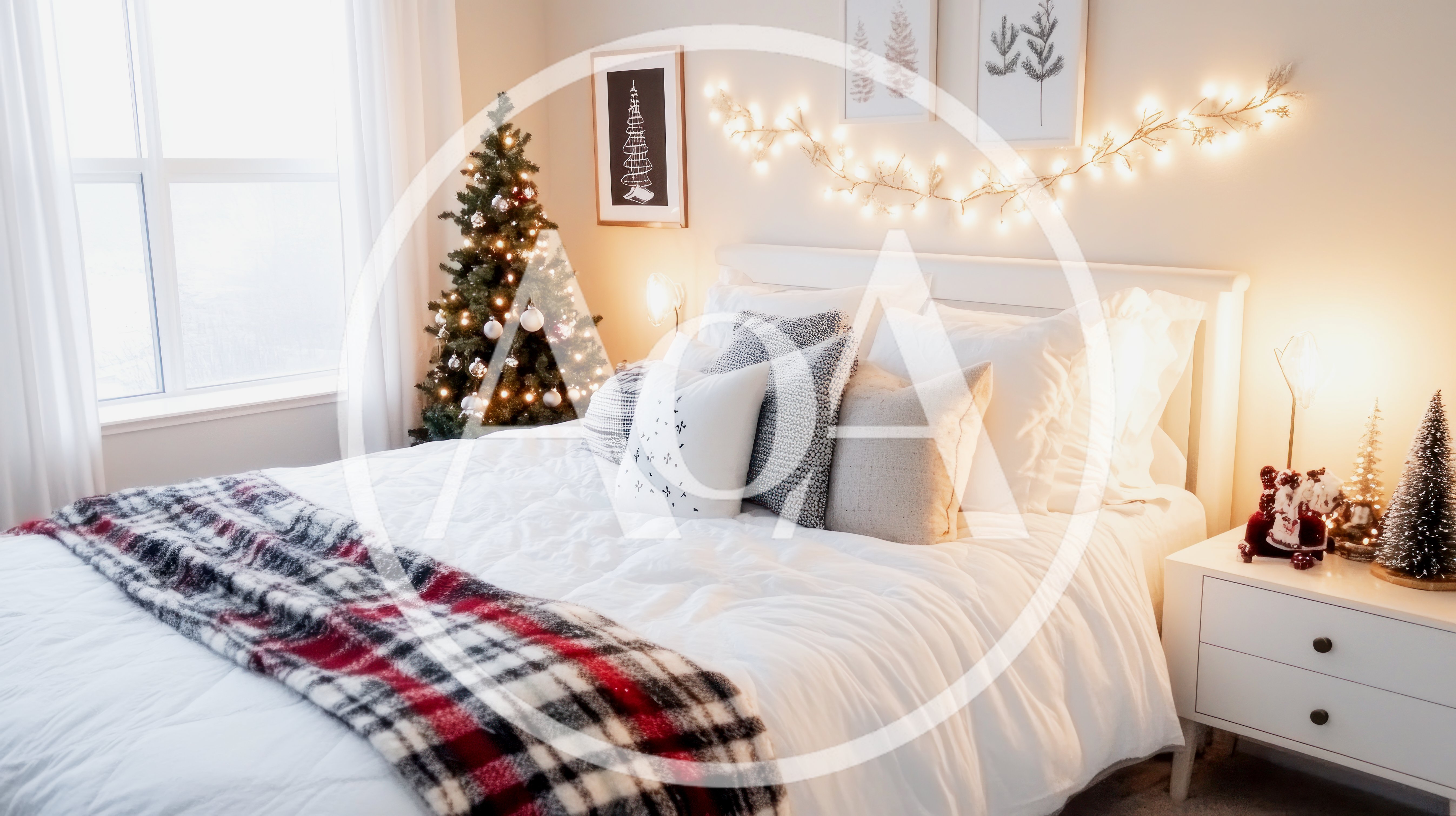 Cozy Christmas Bedroom Interior With Festive Holiday Decor