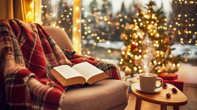 Cozy Reading Nook With Open Book And Steaming Mug