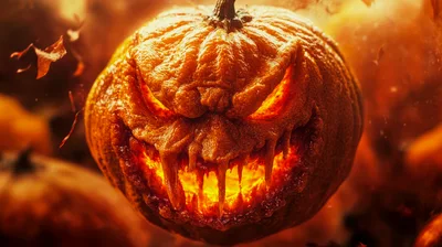 Sinister Jack O Lantern With Glowing Fire Mouth