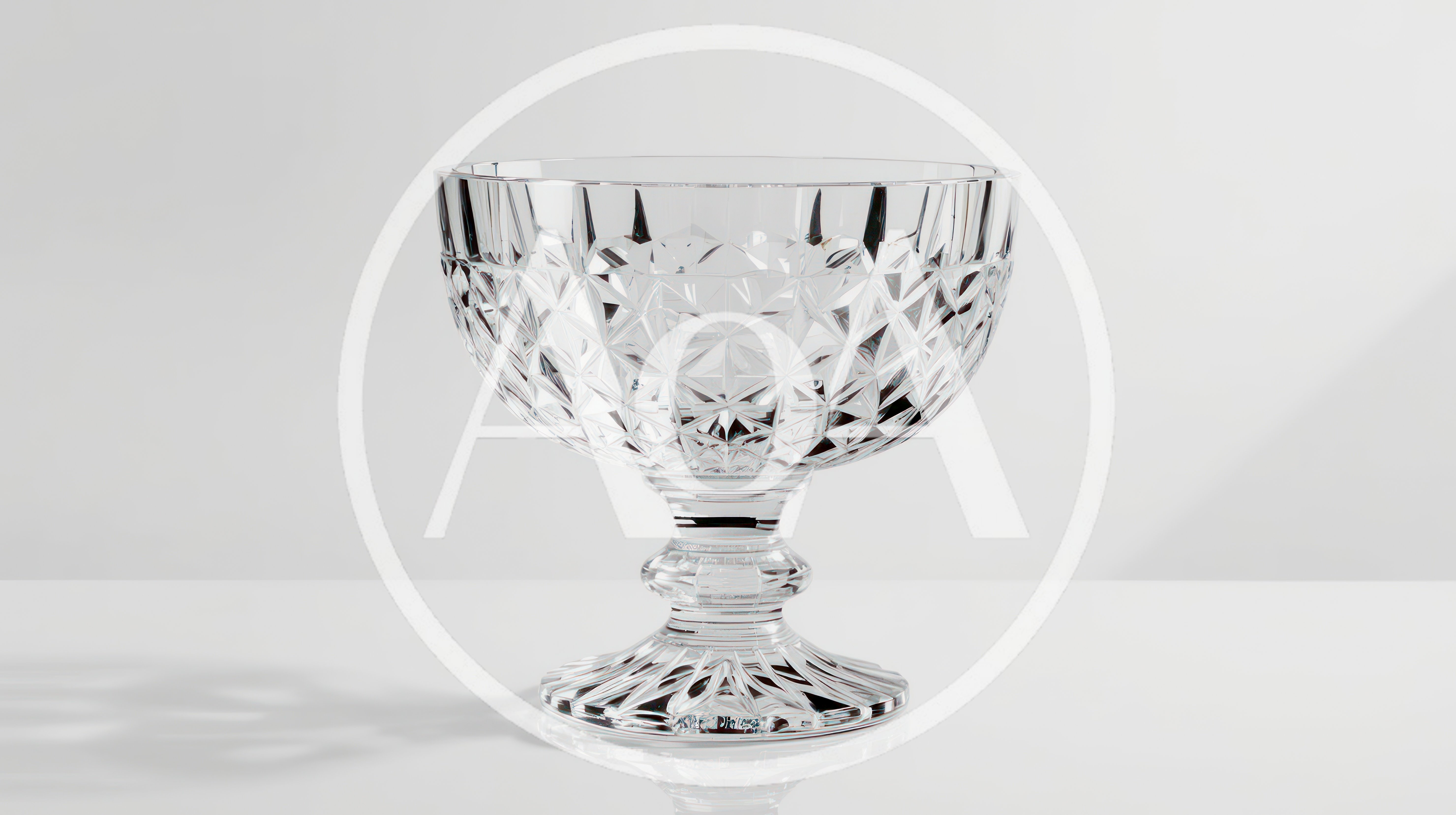 Crystal Cut Glass Bowl On Pedestal Base
