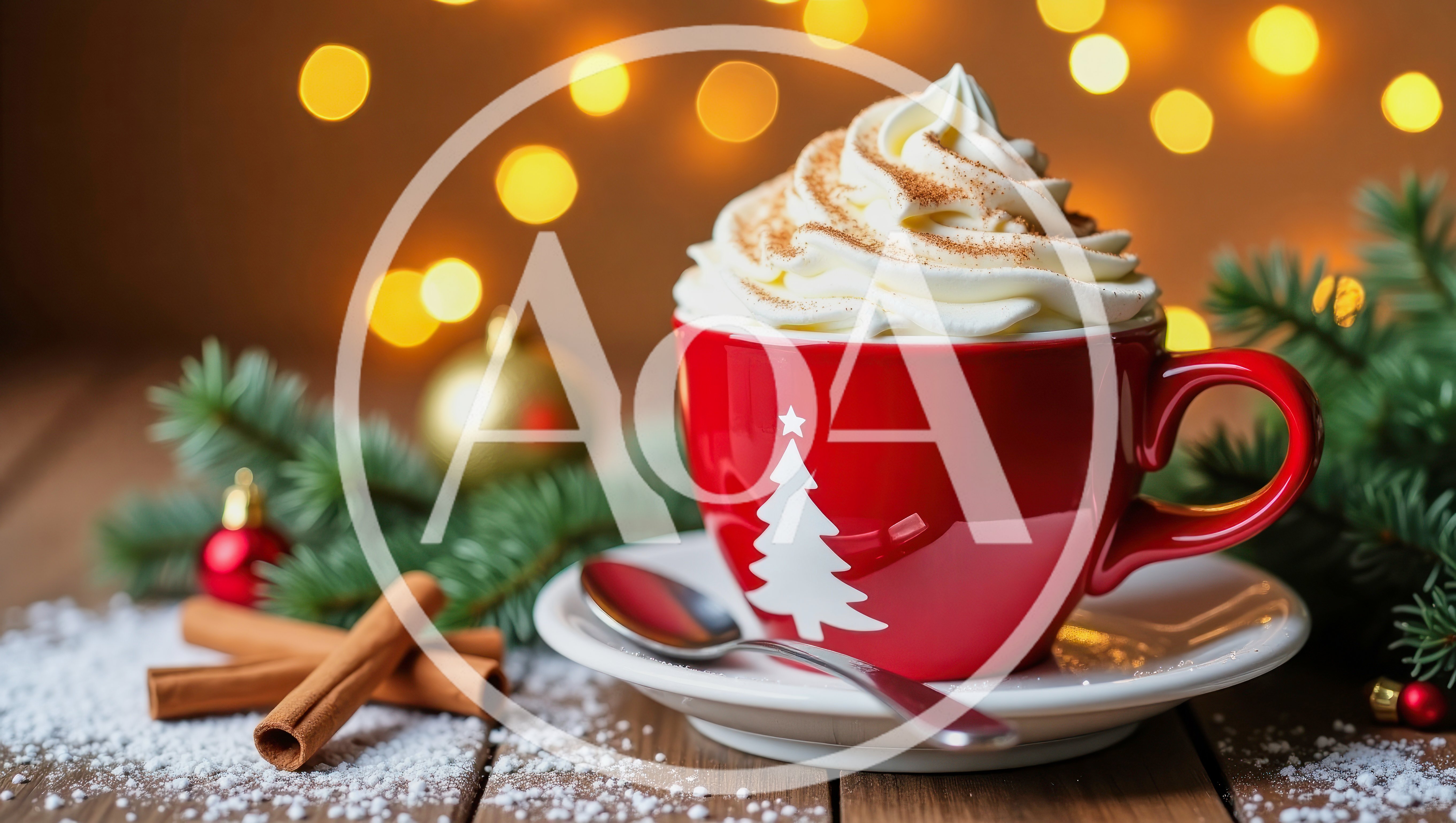 Red Christmas Mug With Whipped Cream And Cinnamon
