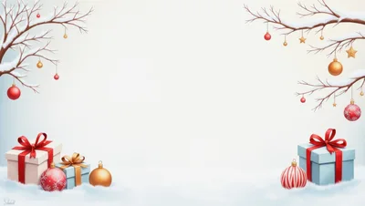 Christmas Holiday Background With Gifts And Ornaments