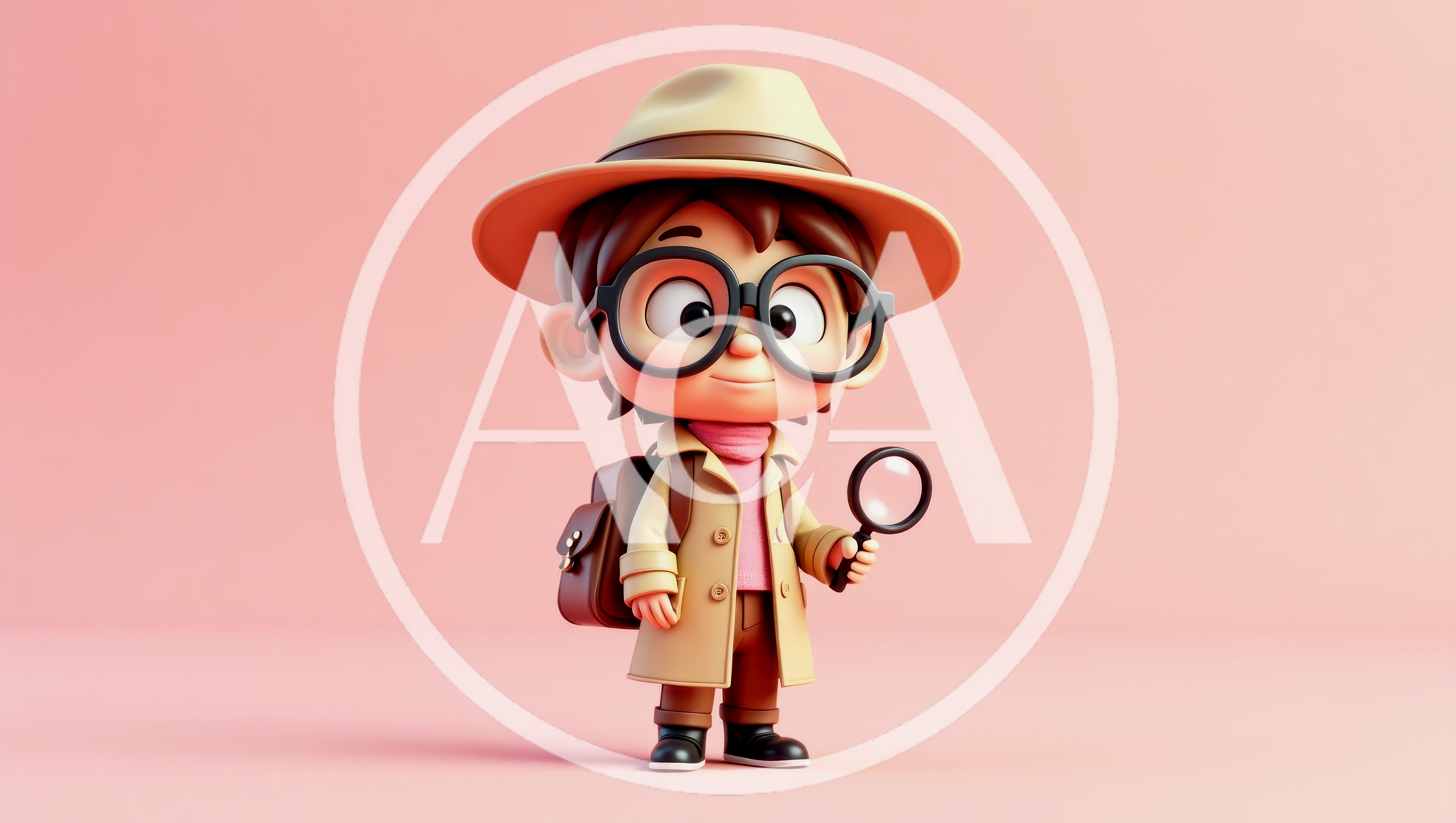3D Cartoon Detective Character Holding A Magnifying Glass