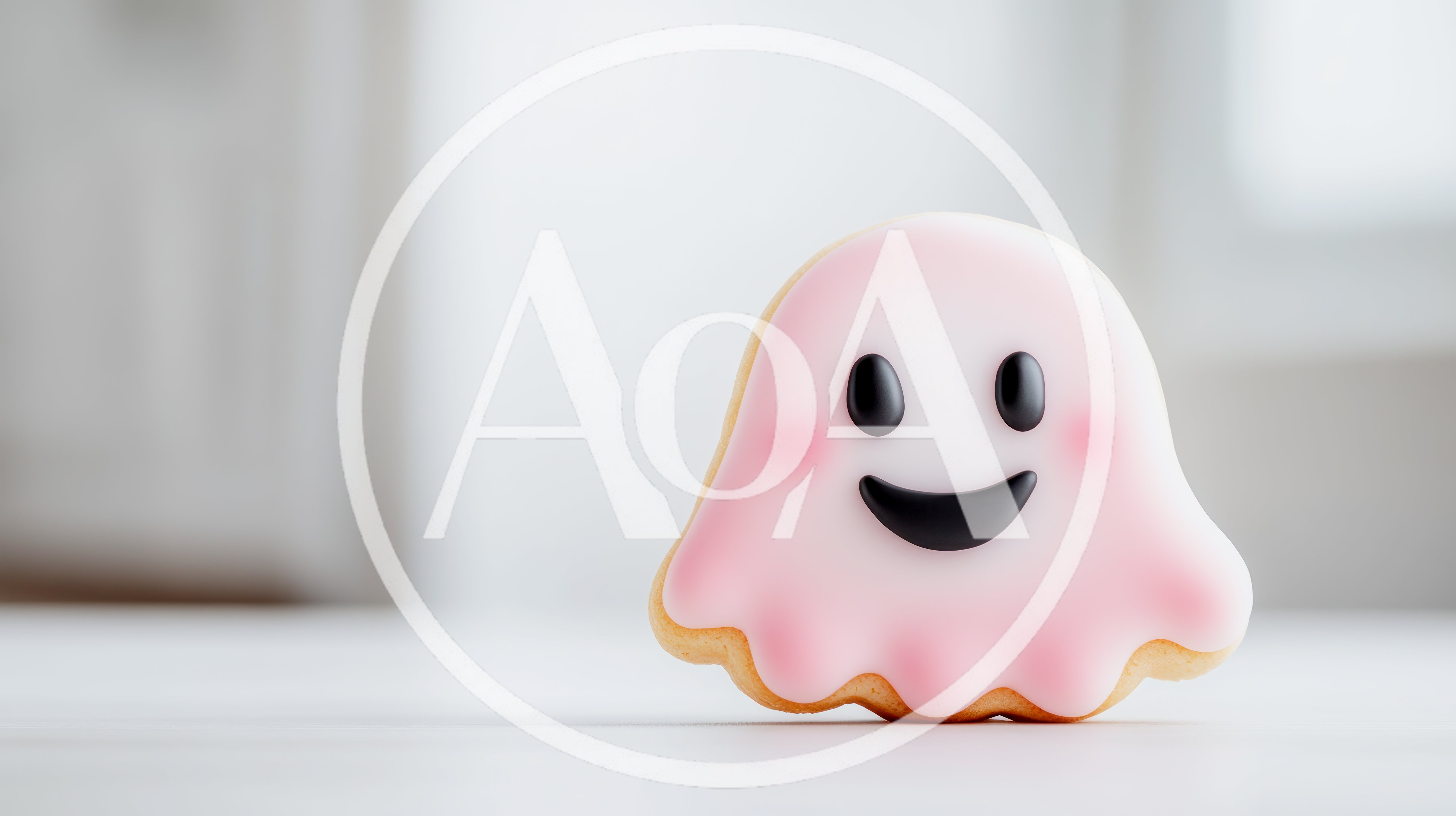 Pink Ghost Shaped Sugar Cookie On White Surface