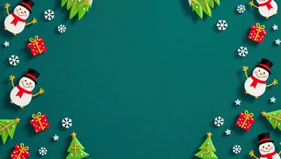 Christmas Holiday Background With Snowmen And Gifts