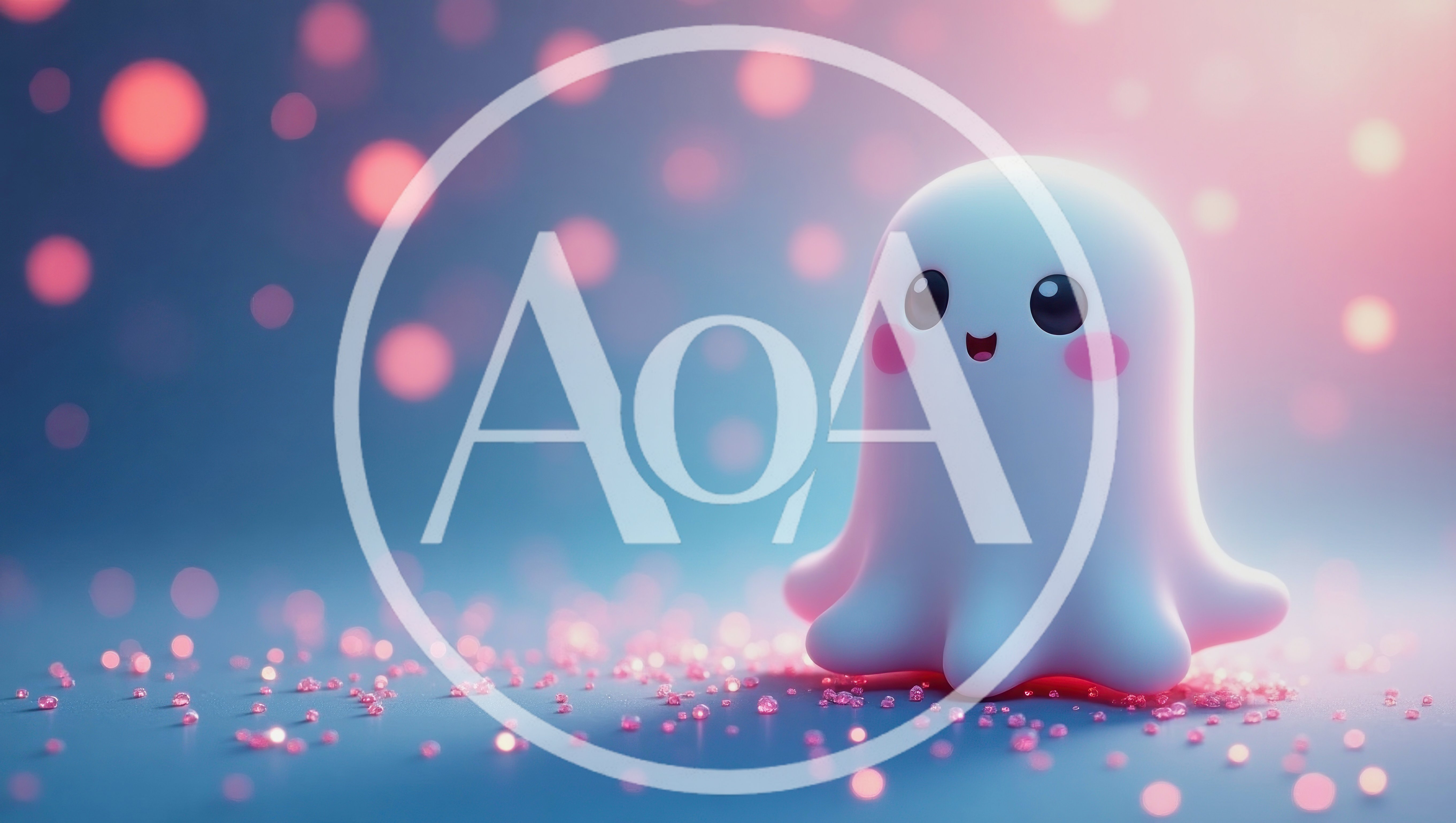 Cute Cartoon Ghost Character With Pink Cheeks
