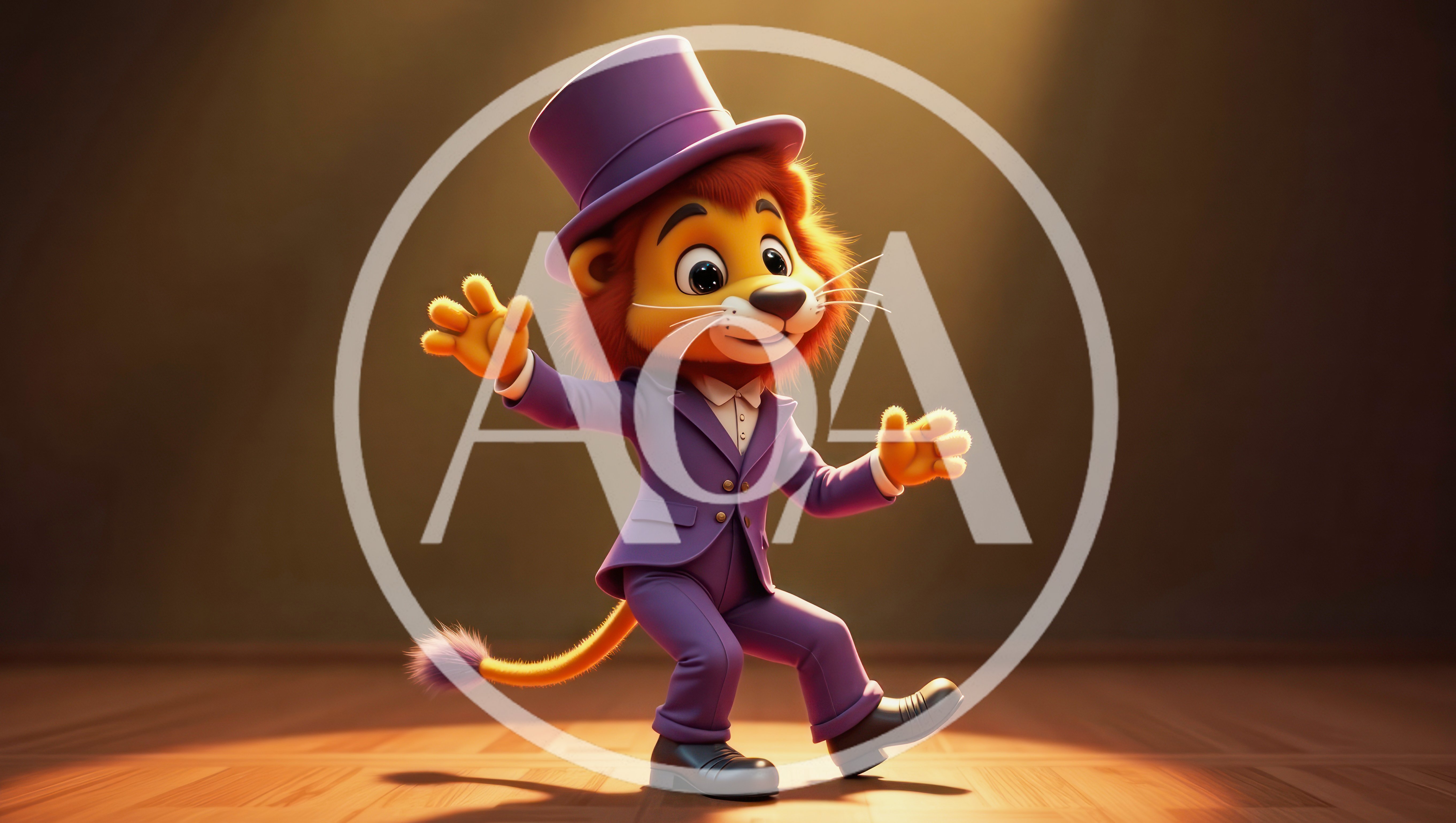 Cartoon Lion Performer In A Purple Suit