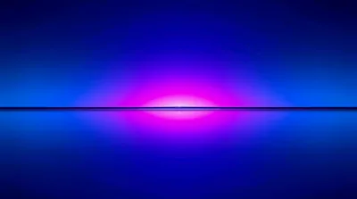 Abstract Glowing Pink Light Horizon On Blue Background