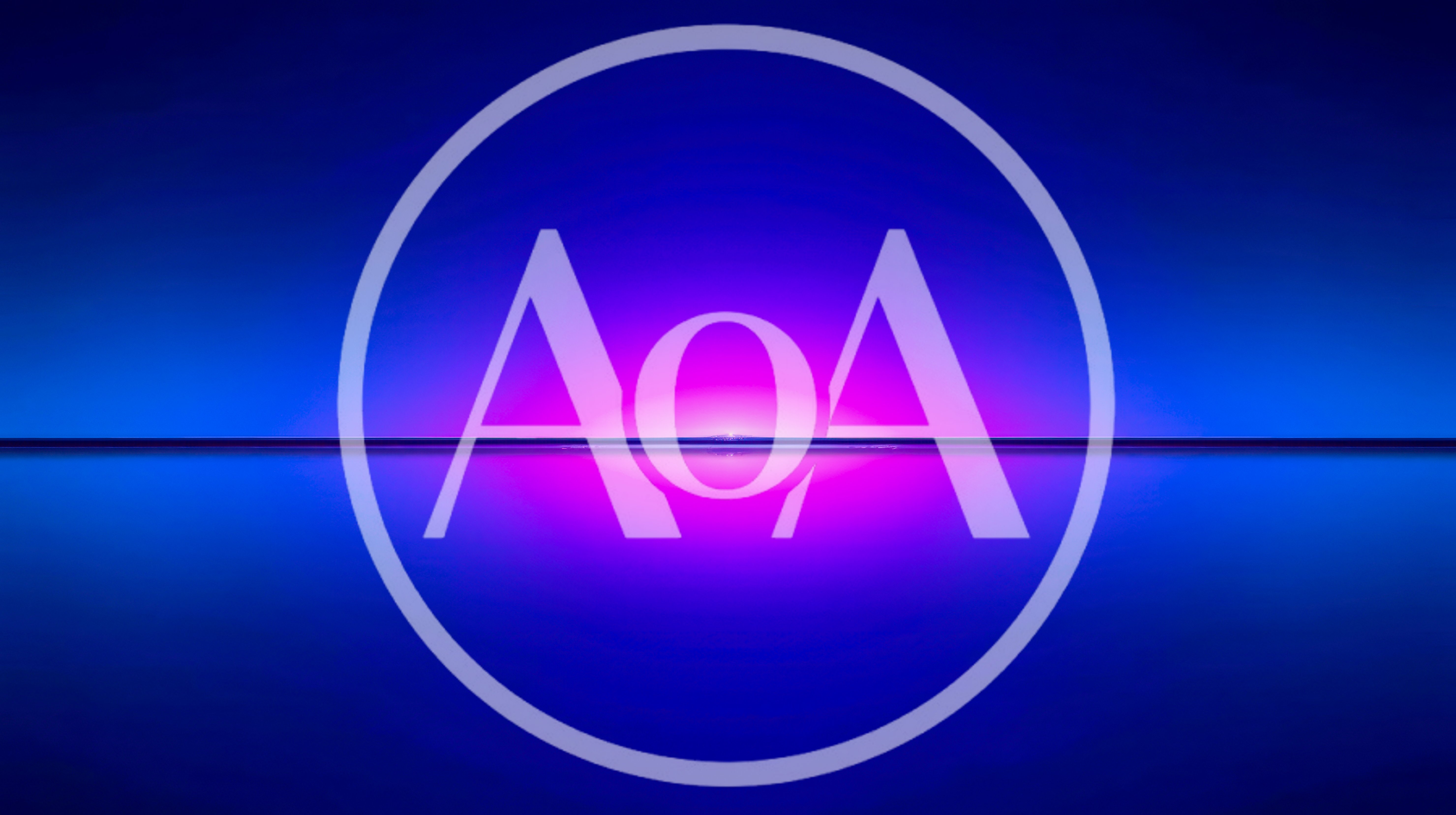 Abstract Glowing Pink Light Horizon On Blue Background