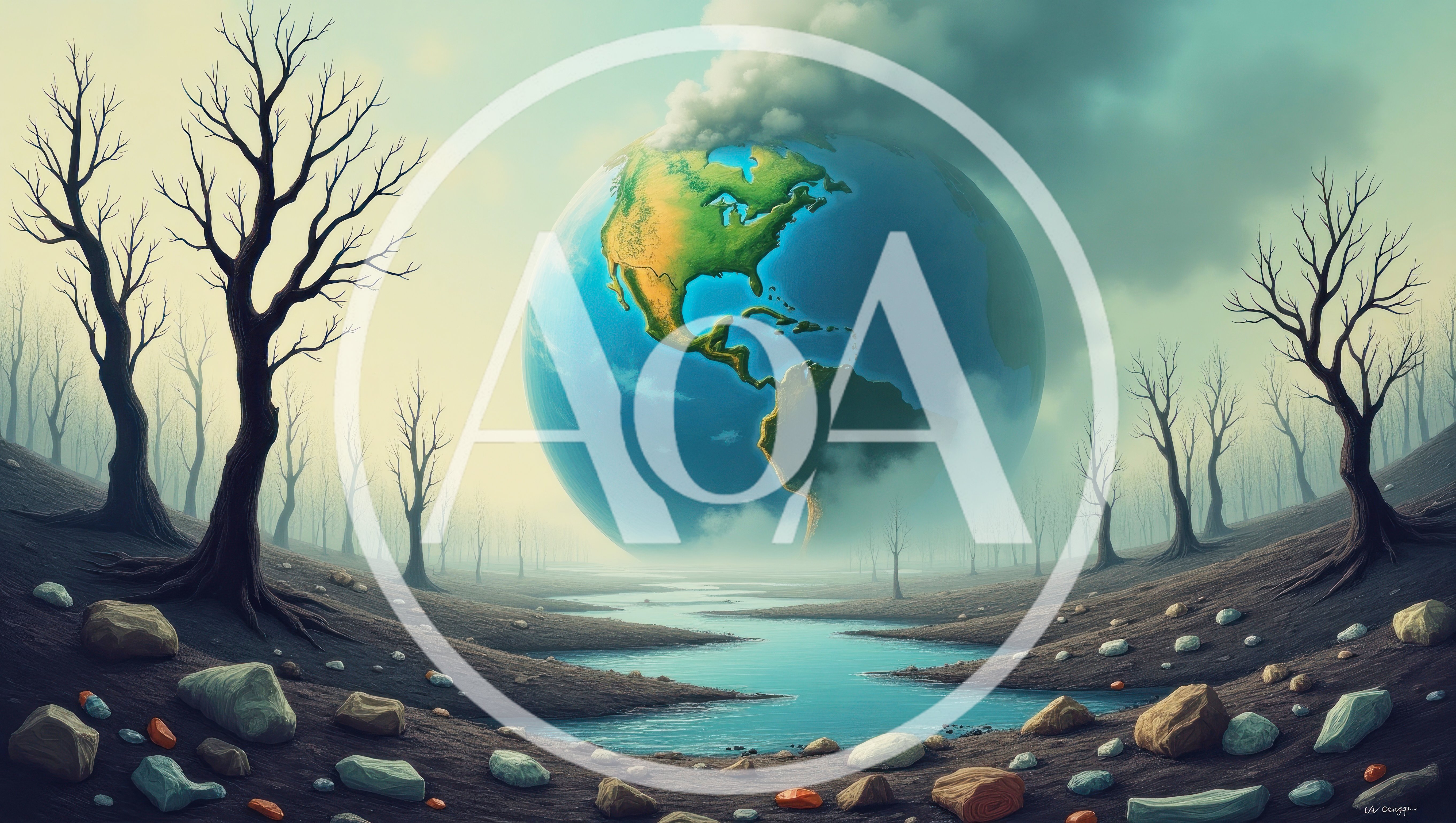 Surreal Illustration Of A Dying Earth In A Barren Landscape