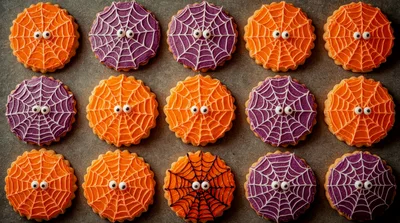 Halloween Spider Web Cookies With Edible Eyes