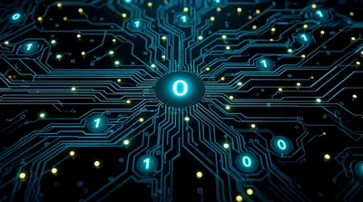 Digital Circuit Board With Binary Data Flow