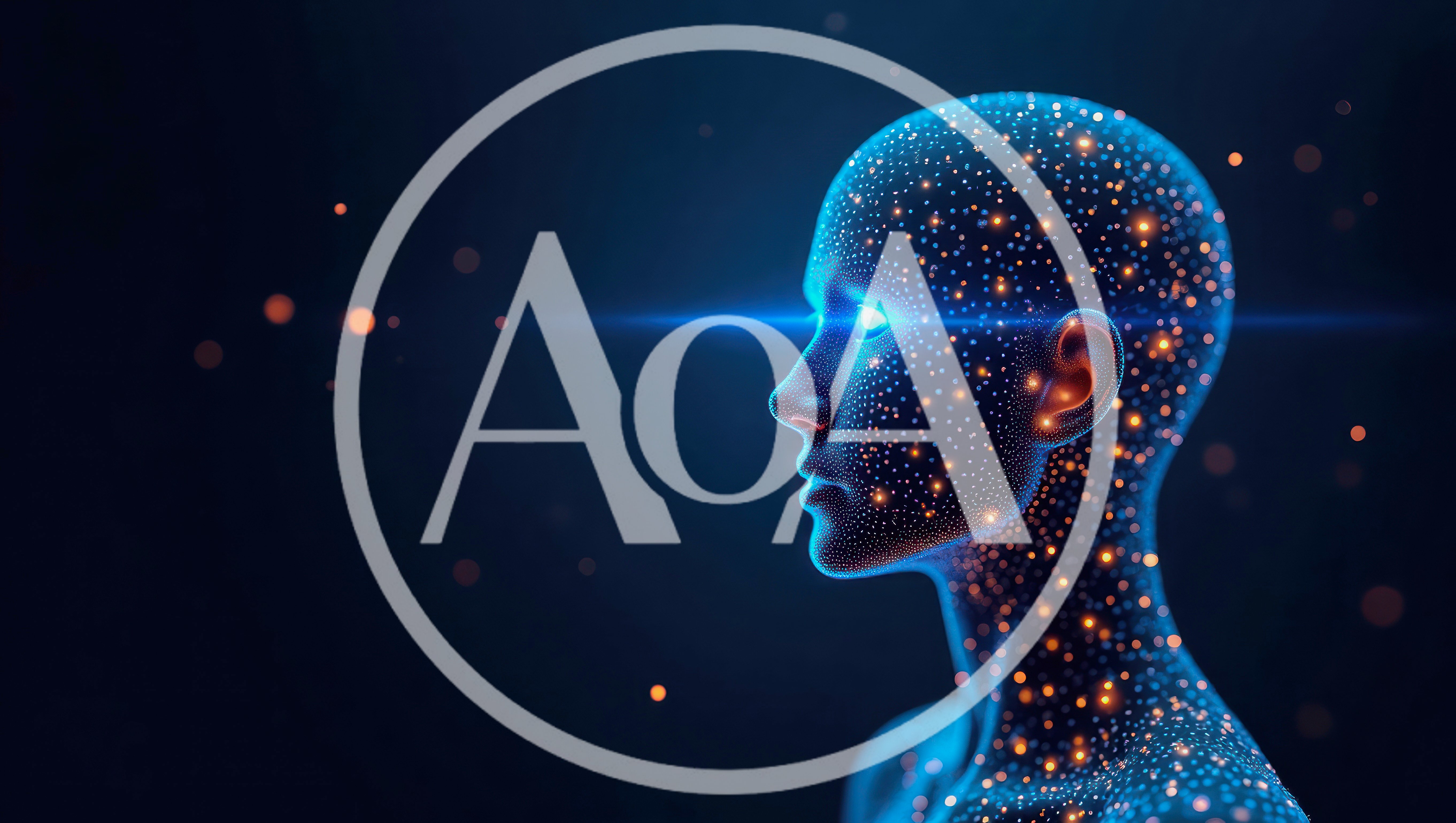 Digital Human Head Profile With Glowing Neural Network