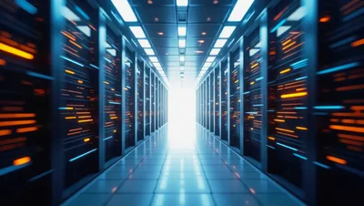 Futuristic Data Center Server Room Corridor
