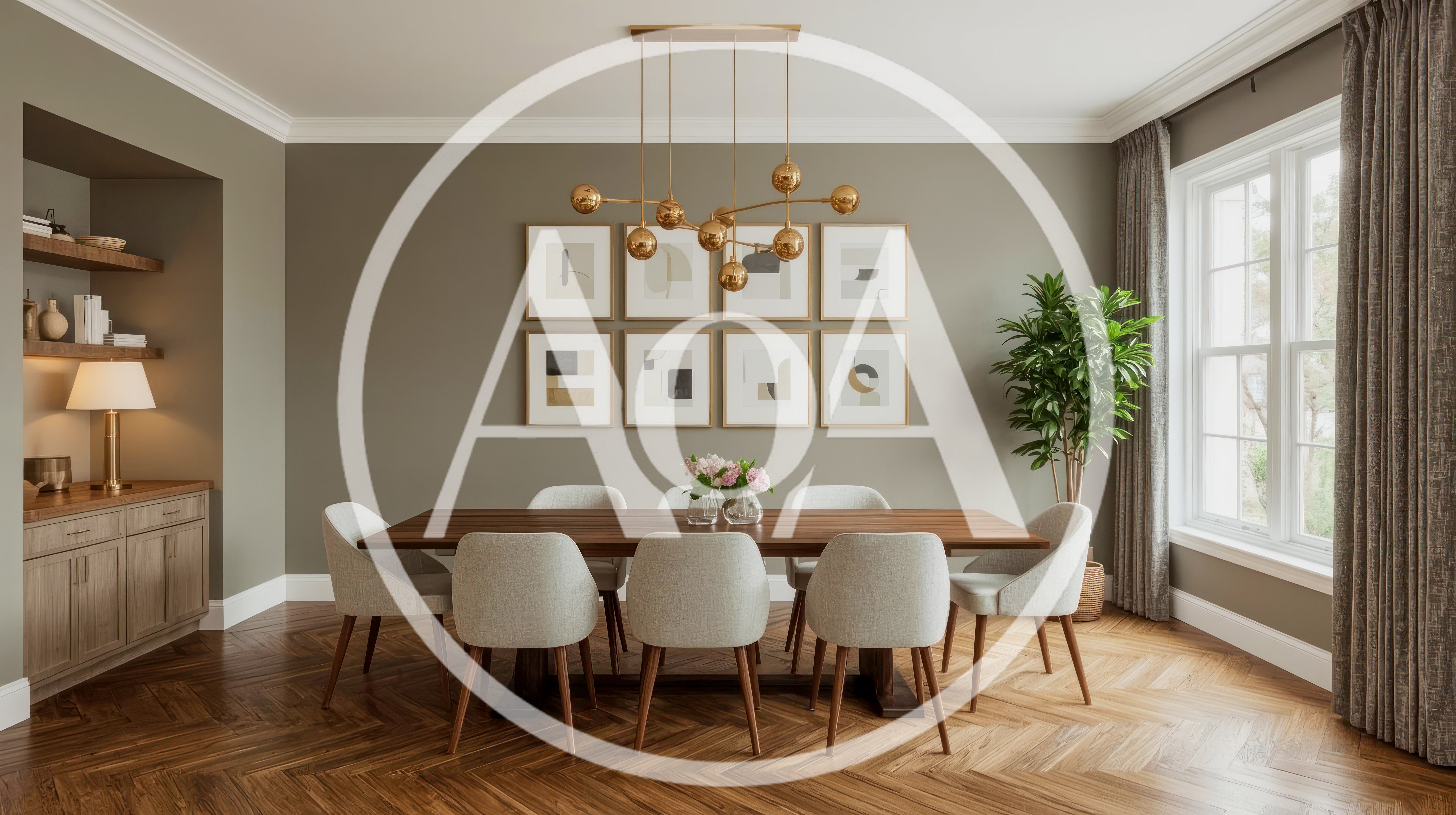 Modern Dining Room With Wooden Table And Chairs