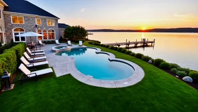 Luxury Waterfront Mansion With Infinity Pool At Sunset