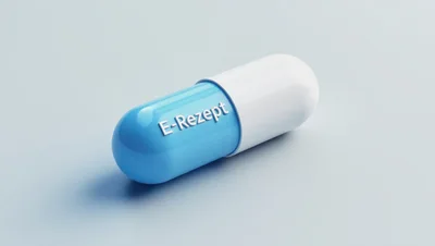 3D Rendered Medical Capsule With E-Rezept Text