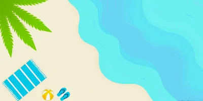 Top Down View Of Beach Essentials On Sand