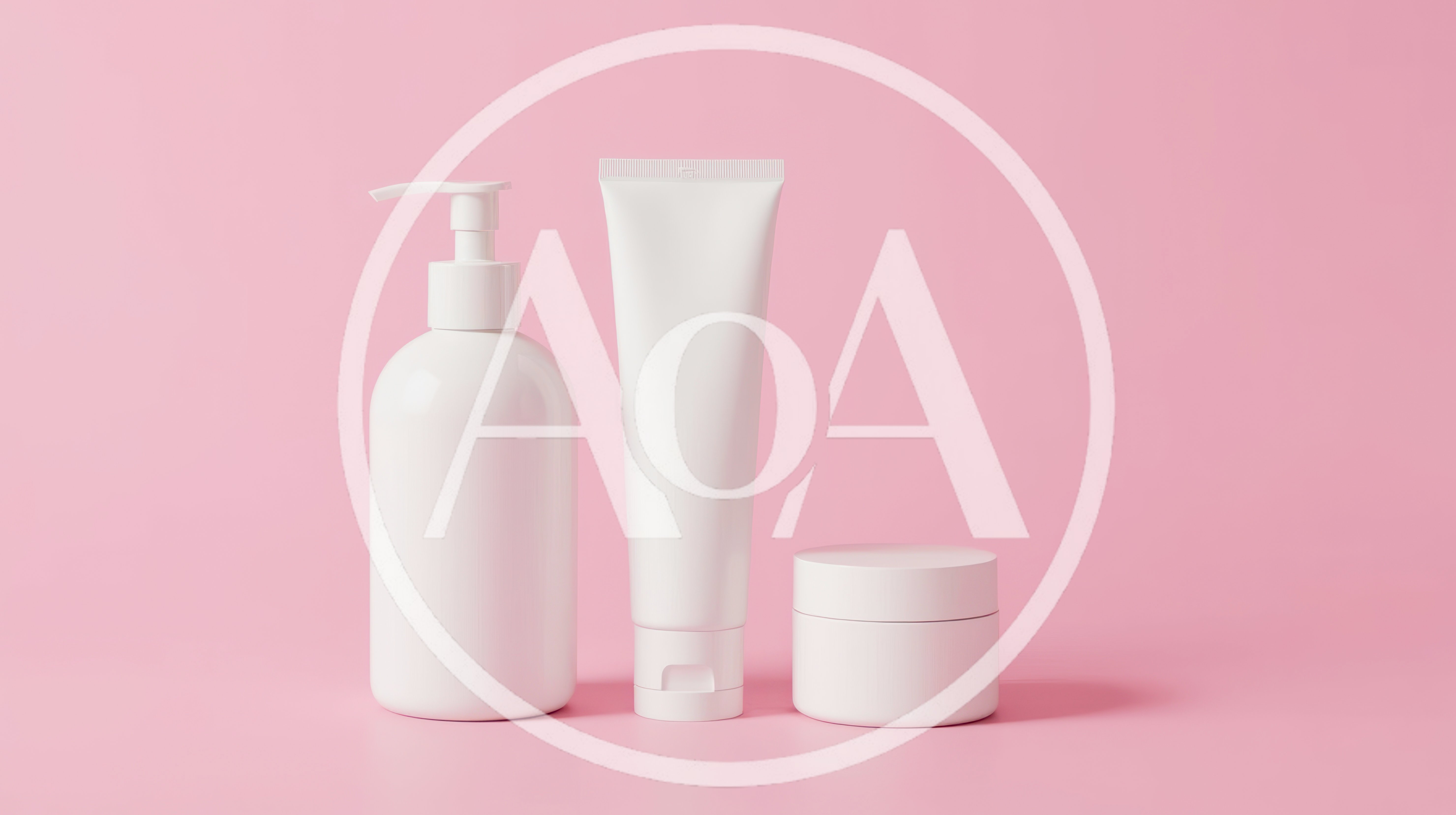White Cosmetic Bottles On Pink Background