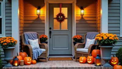 Cozy Front Porch Decorated For Halloween