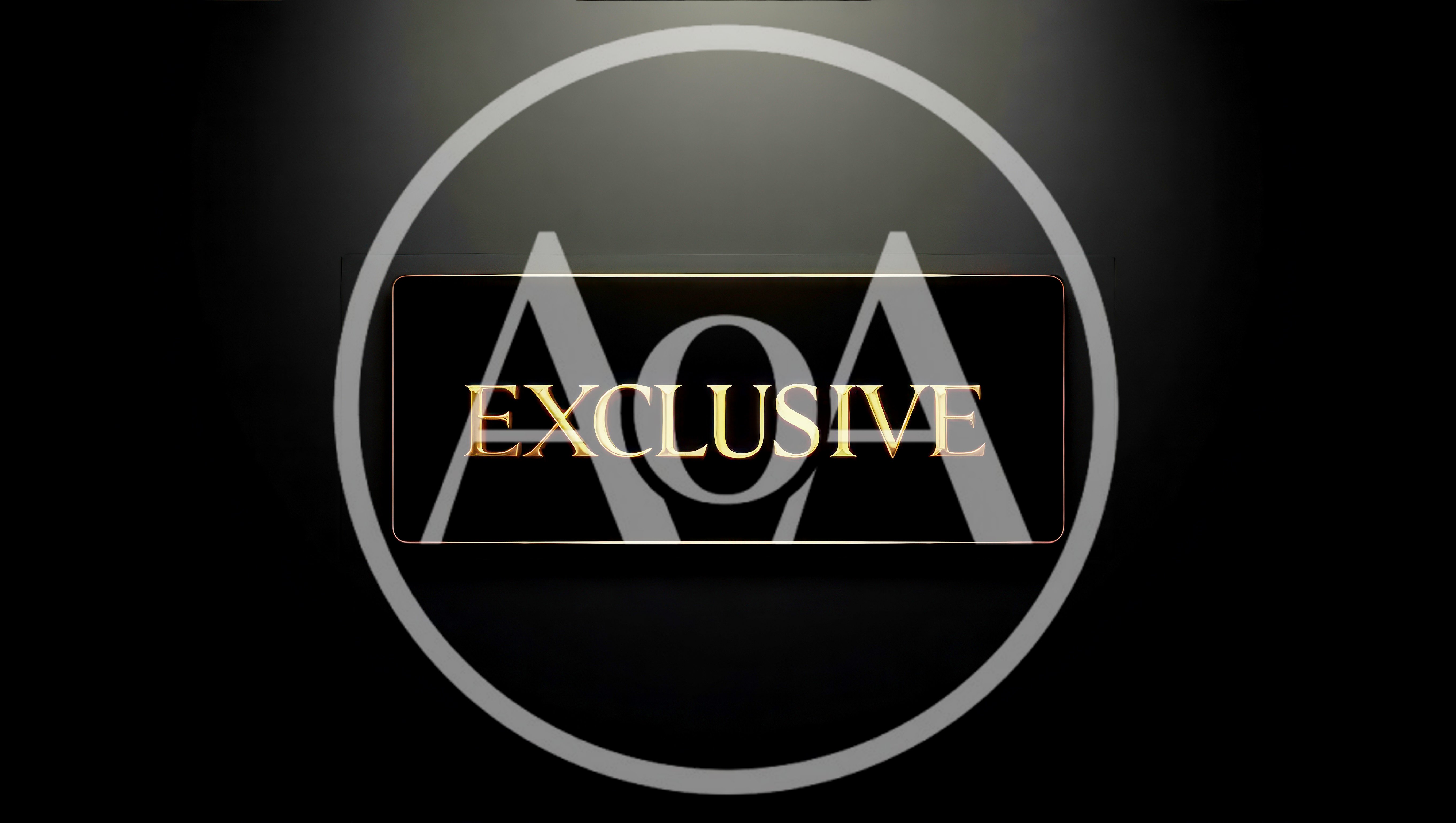 Golden Exclusive Text Sign on Black Background