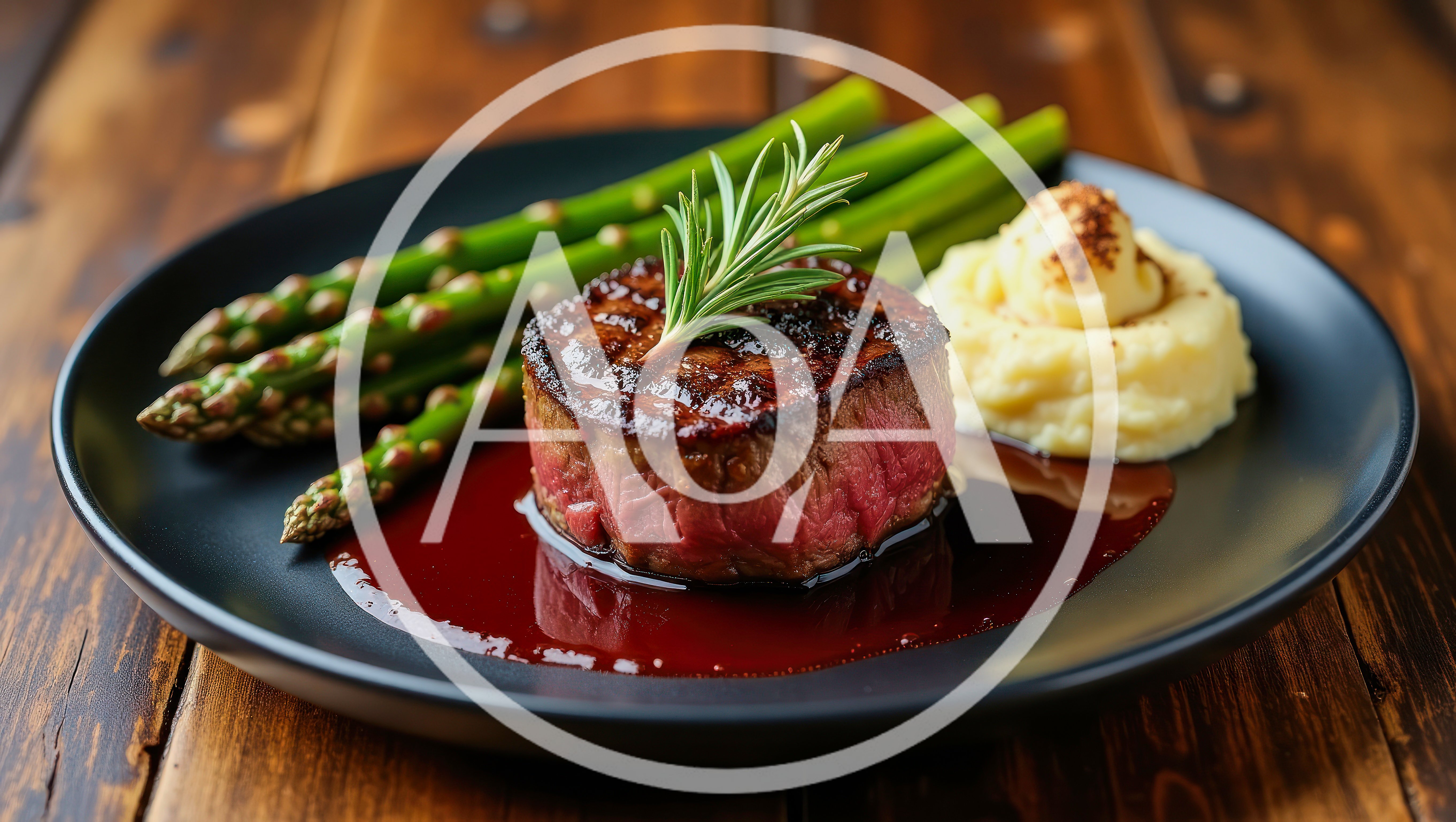 Grilled Filet Mignon Steak With Asparagus And Mashed Potatoes
