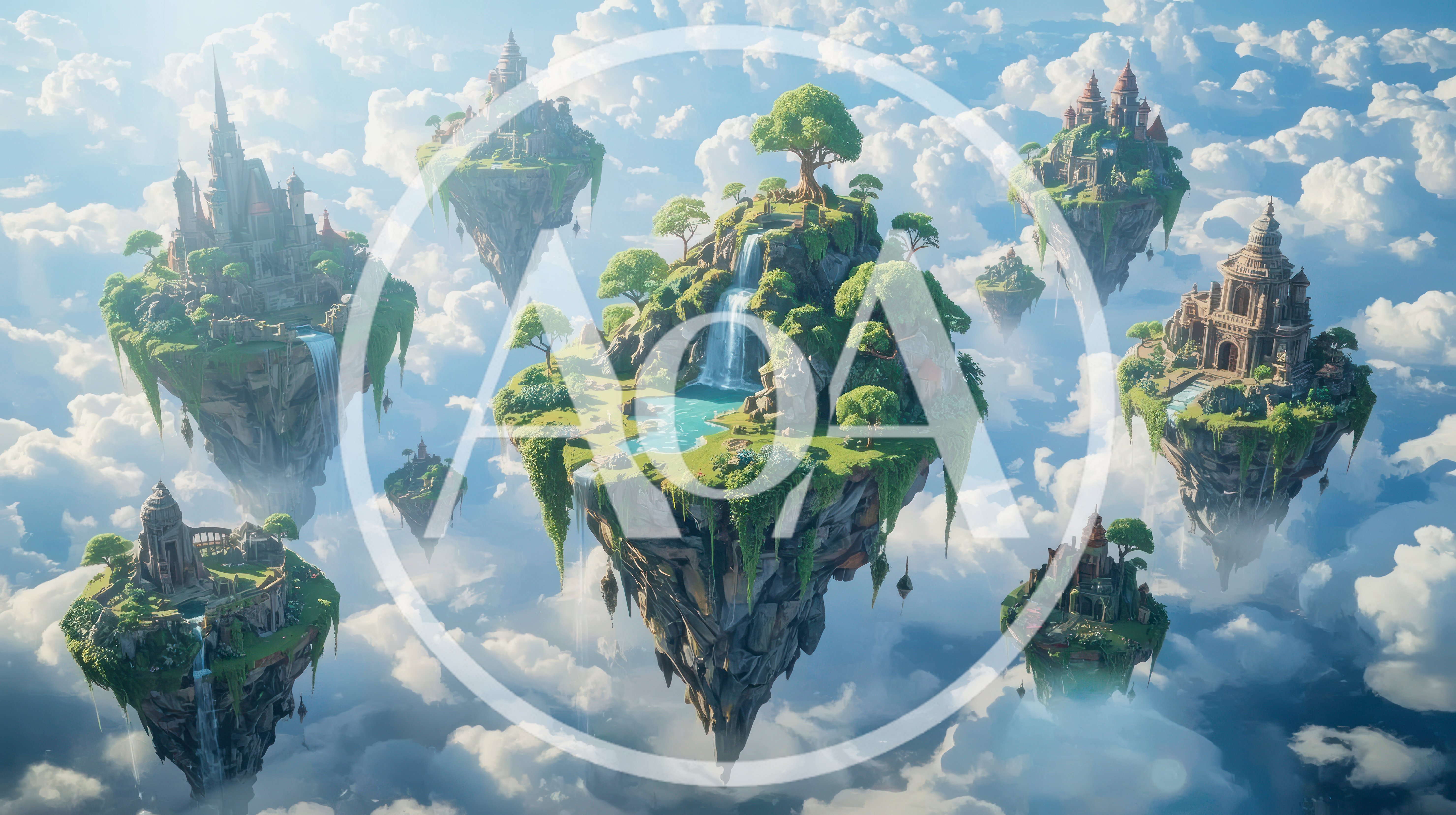 Fantasy Floating Islands With Ancient Stone Castles
