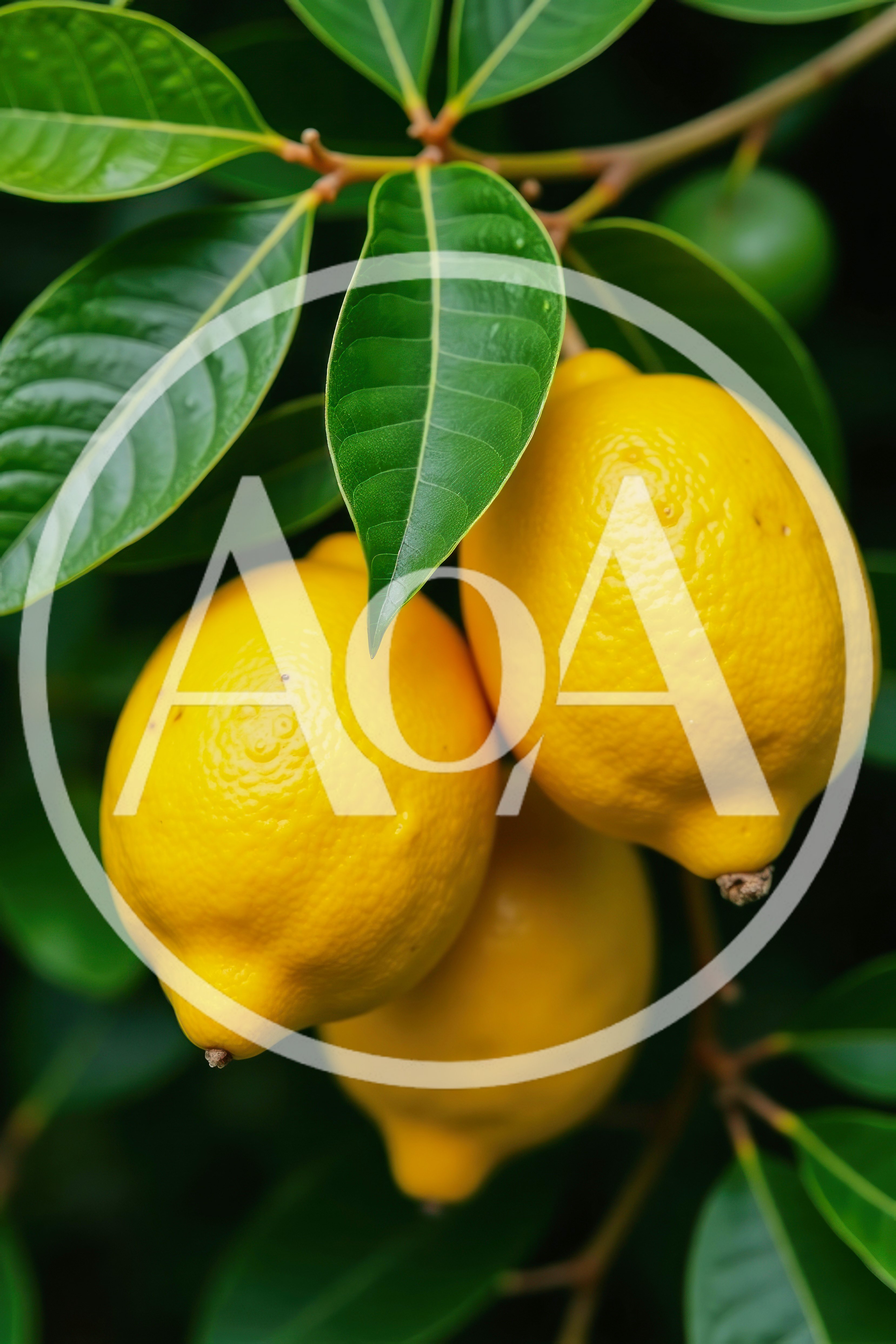 Fresh Yellow Lemons Hanging On A Tree Branch