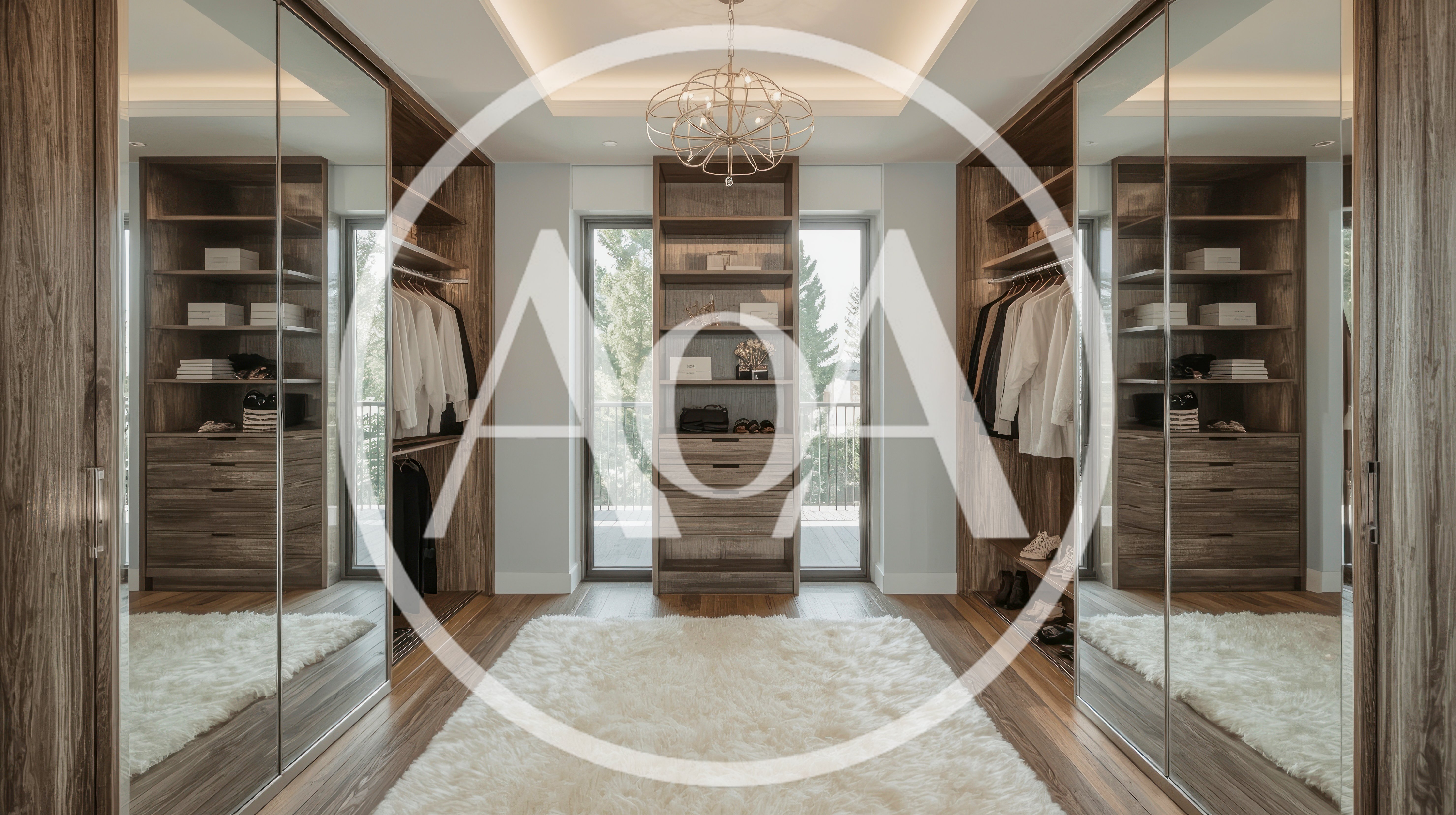 Modern Walk In Closet With Wooden Shelving