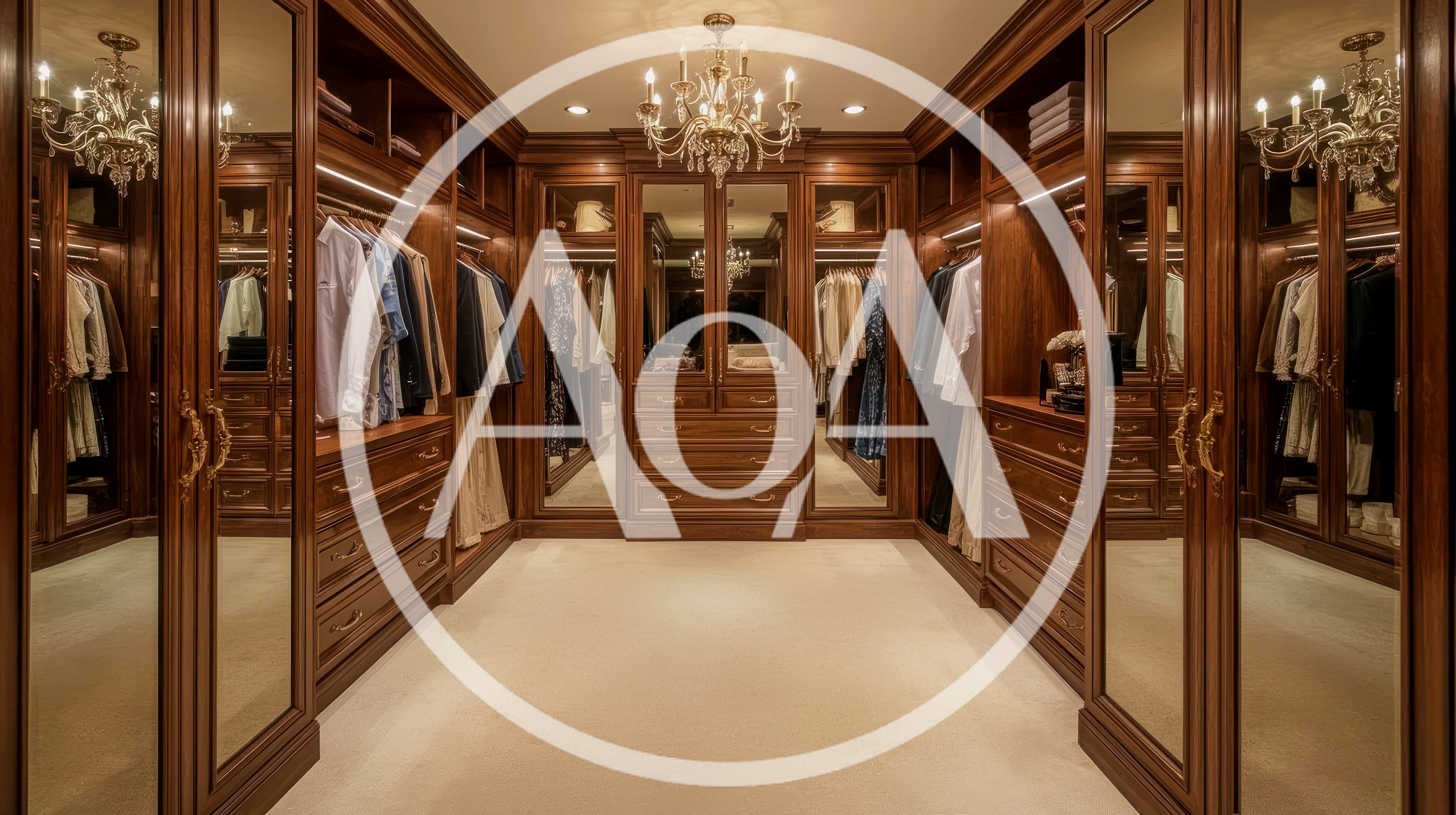 Luxury Walk In Closet With Wooden Cabinetry