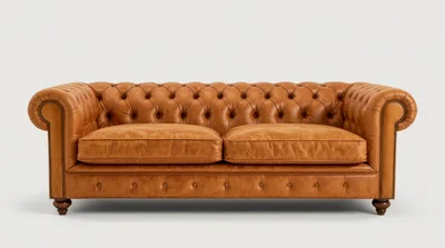 Classic Brown Leather Chesterfield Sofa