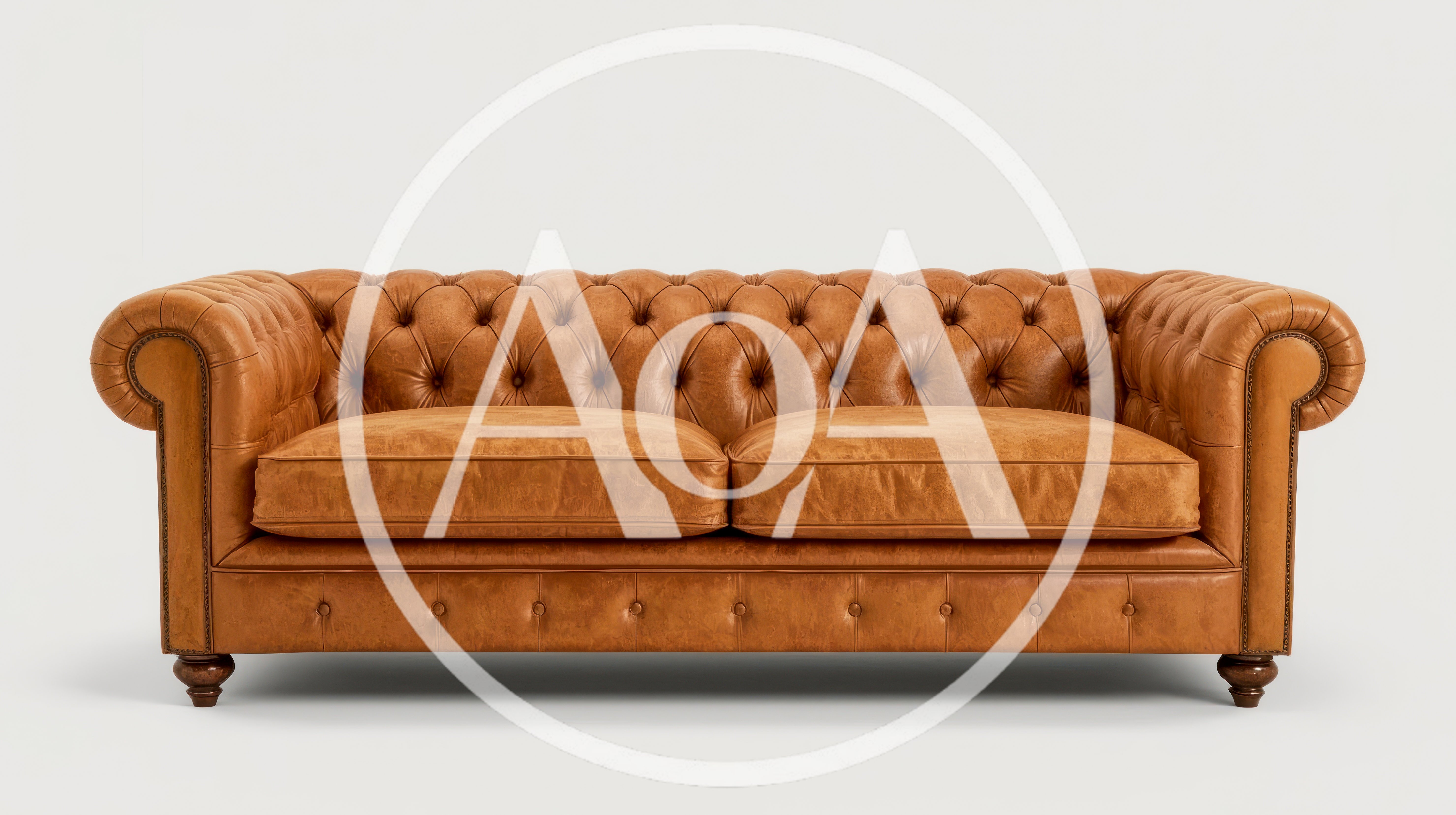 Classic Brown Leather Chesterfield Sofa