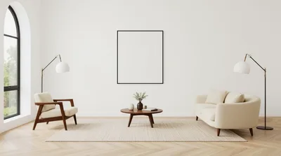 Modern Living Room Interior With Empty Picture Frame