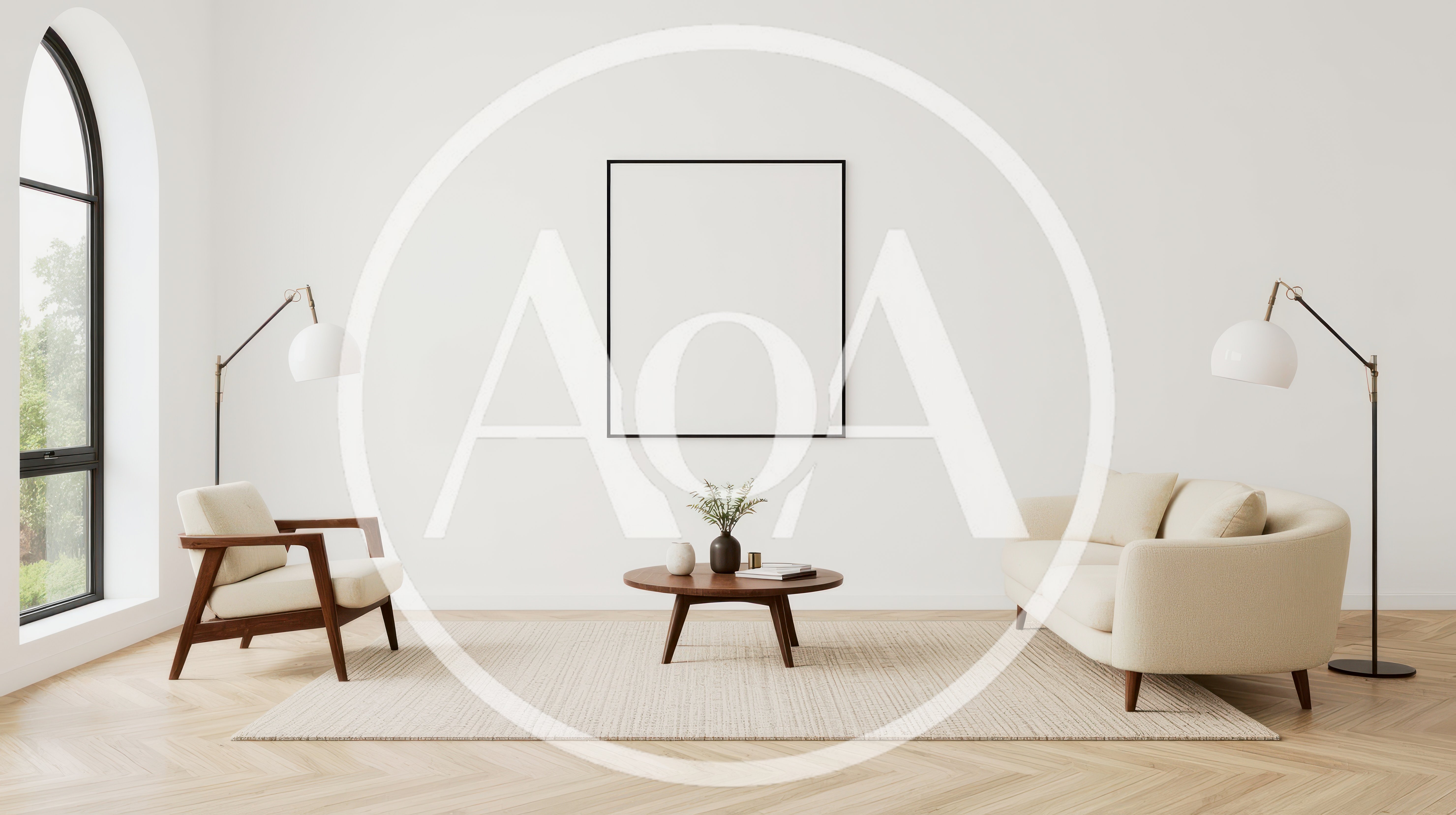 Modern Living Room Interior With Empty Picture Frame