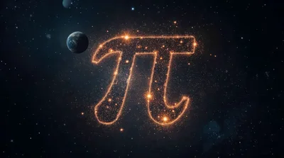 Glowing Pi Symbol Formed By Stars In Deep Space