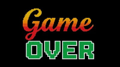 Game Over Text Graphic With Retro Pixel Art Style