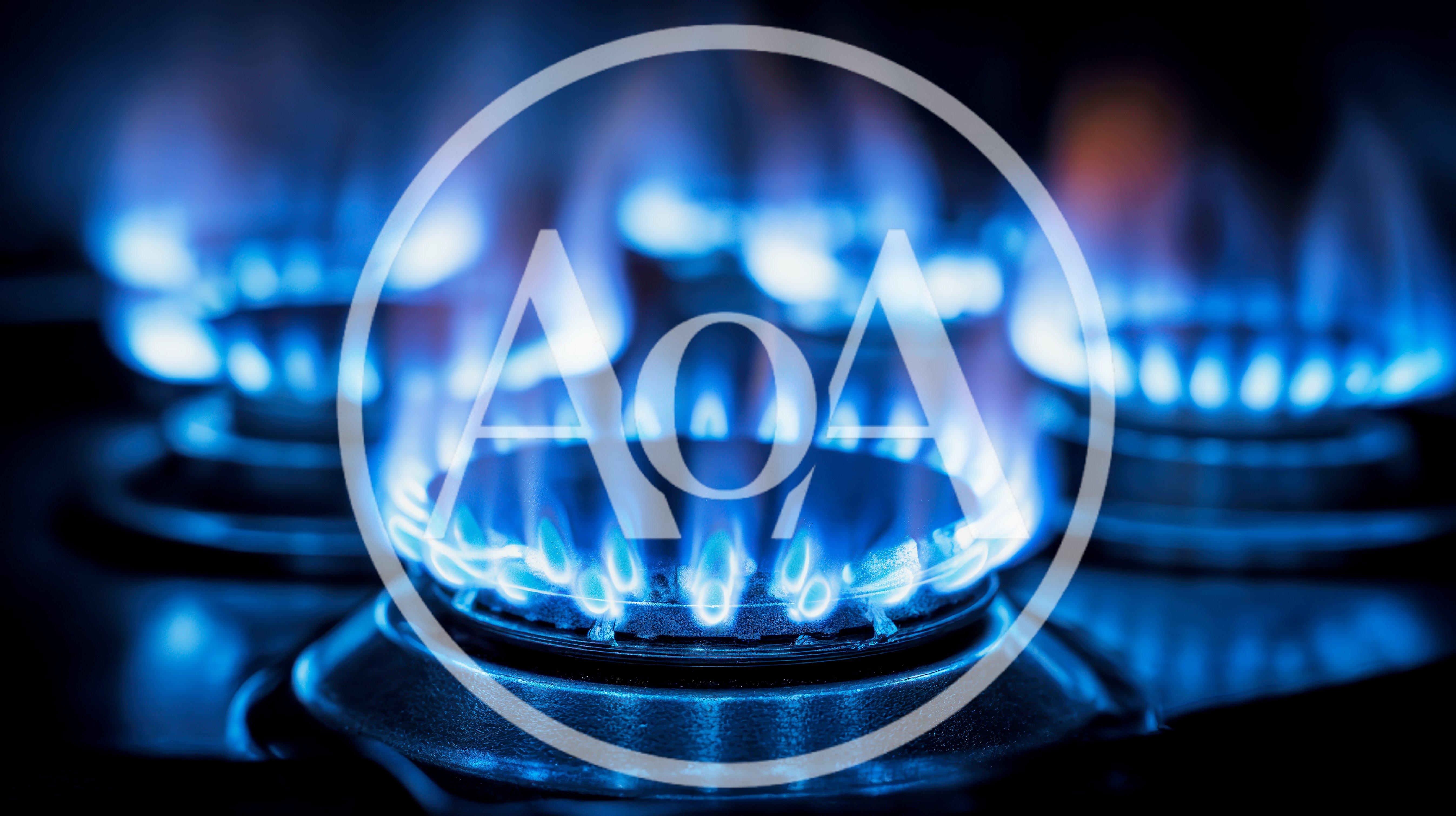 Blue Flames Burning On A Gas Stove Burner
