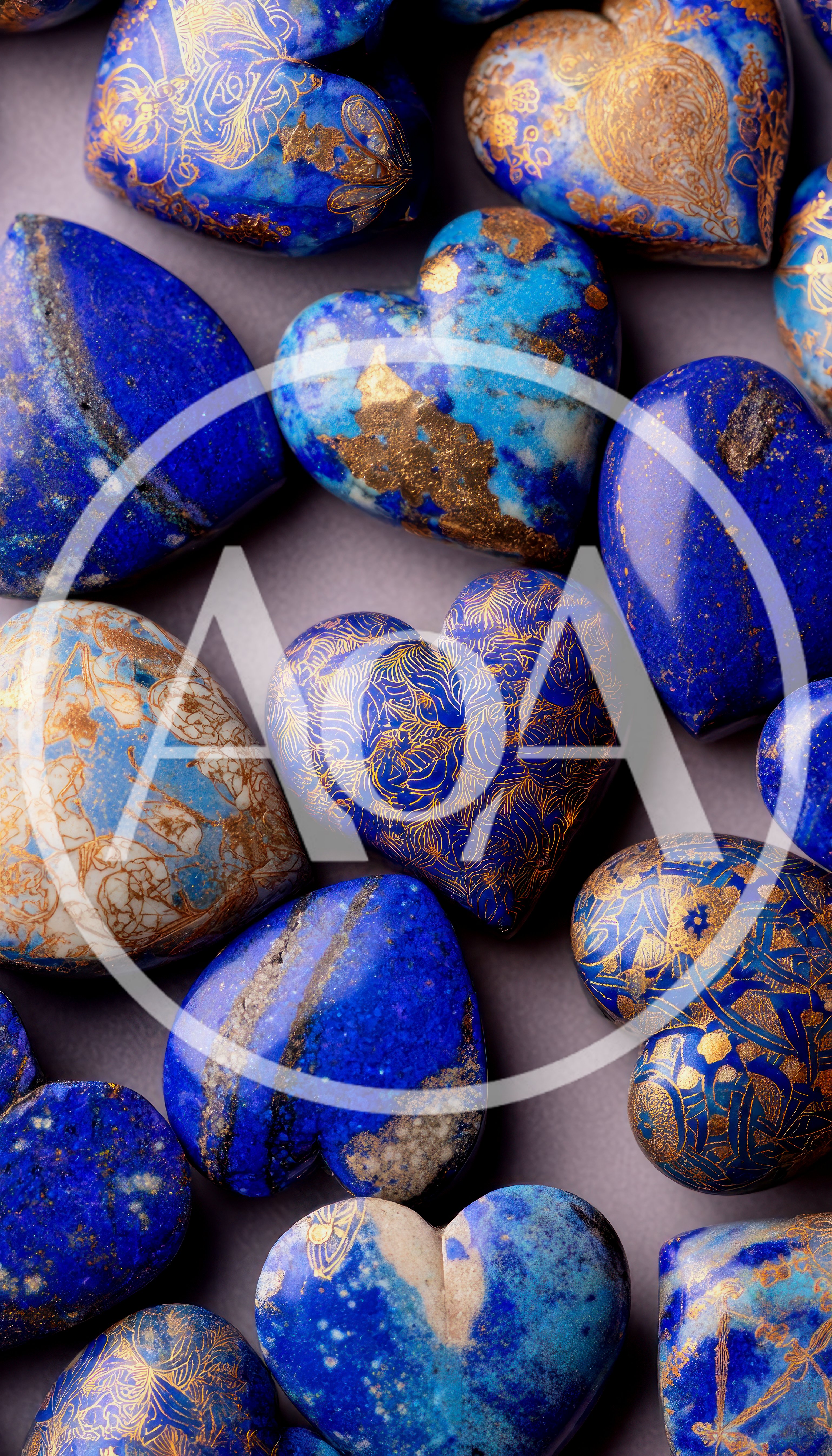 Collection of Decorative Lapis Lazuli Heart Shaped Stones