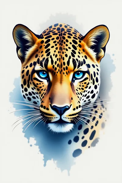 Portrait Of A Majestic Leopard With Piercing Blue Eyes