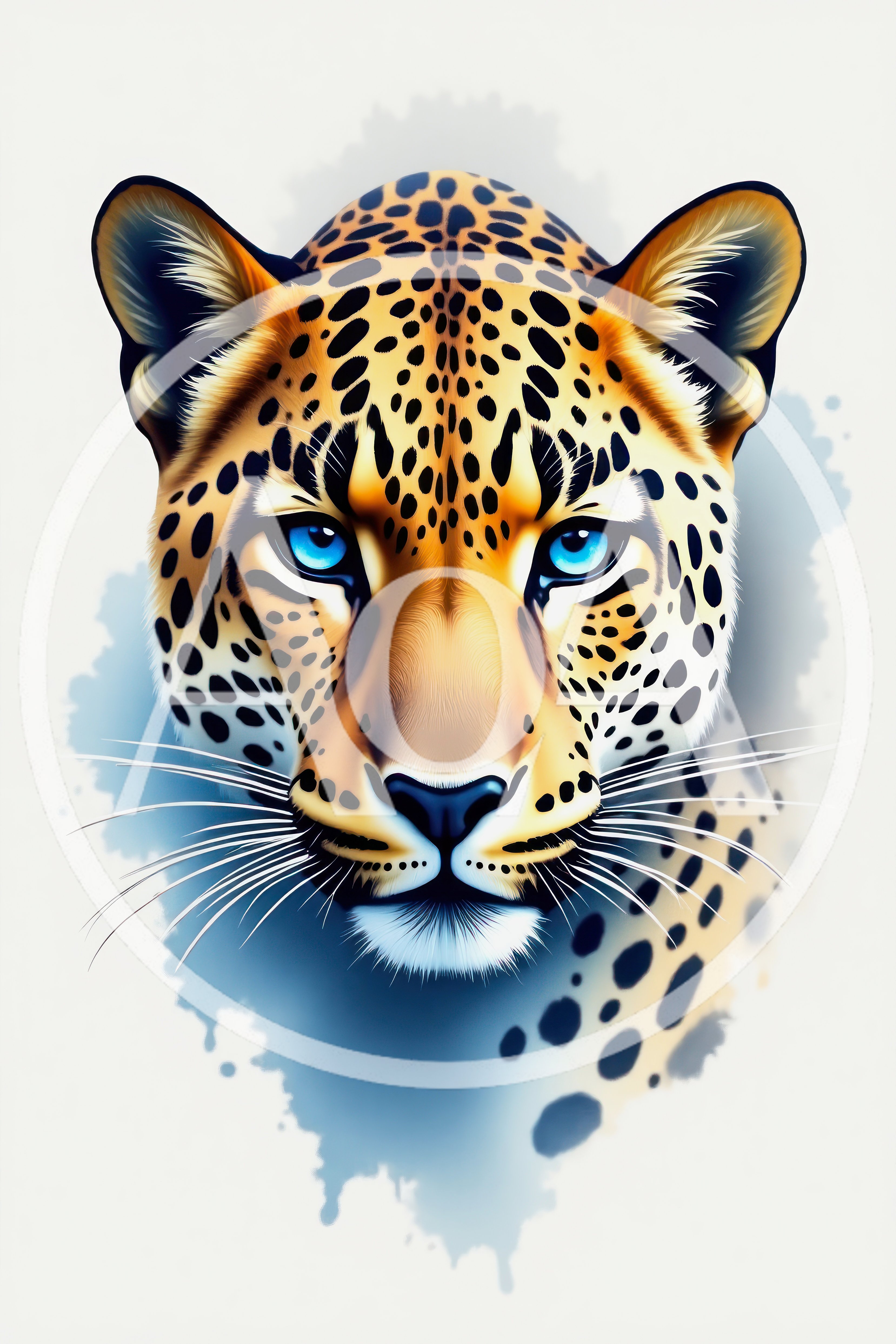 Portrait Of A Majestic Leopard With Piercing Blue Eyes