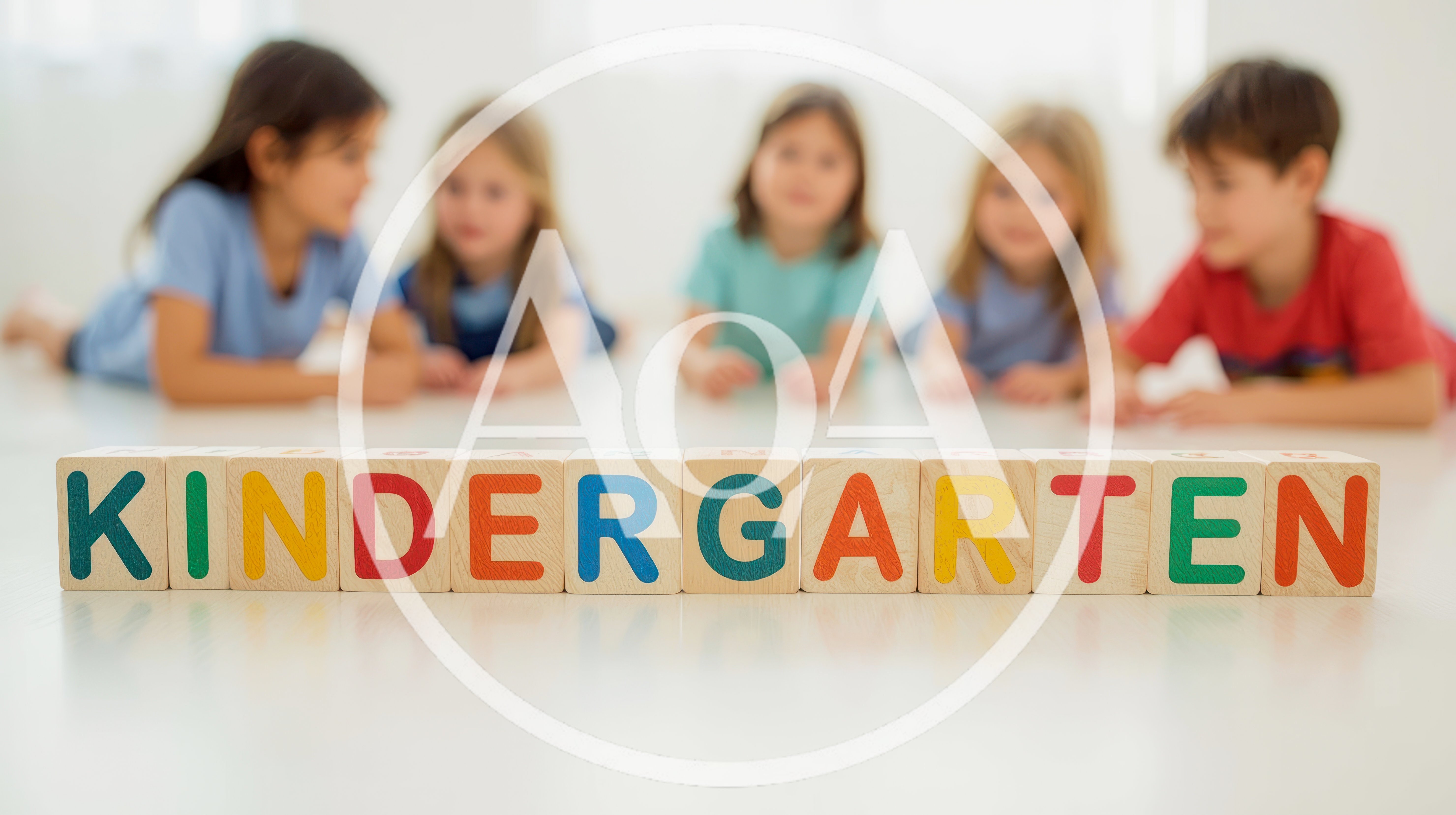 Children Lying On Floor With Kindergarten Wooden Blocks