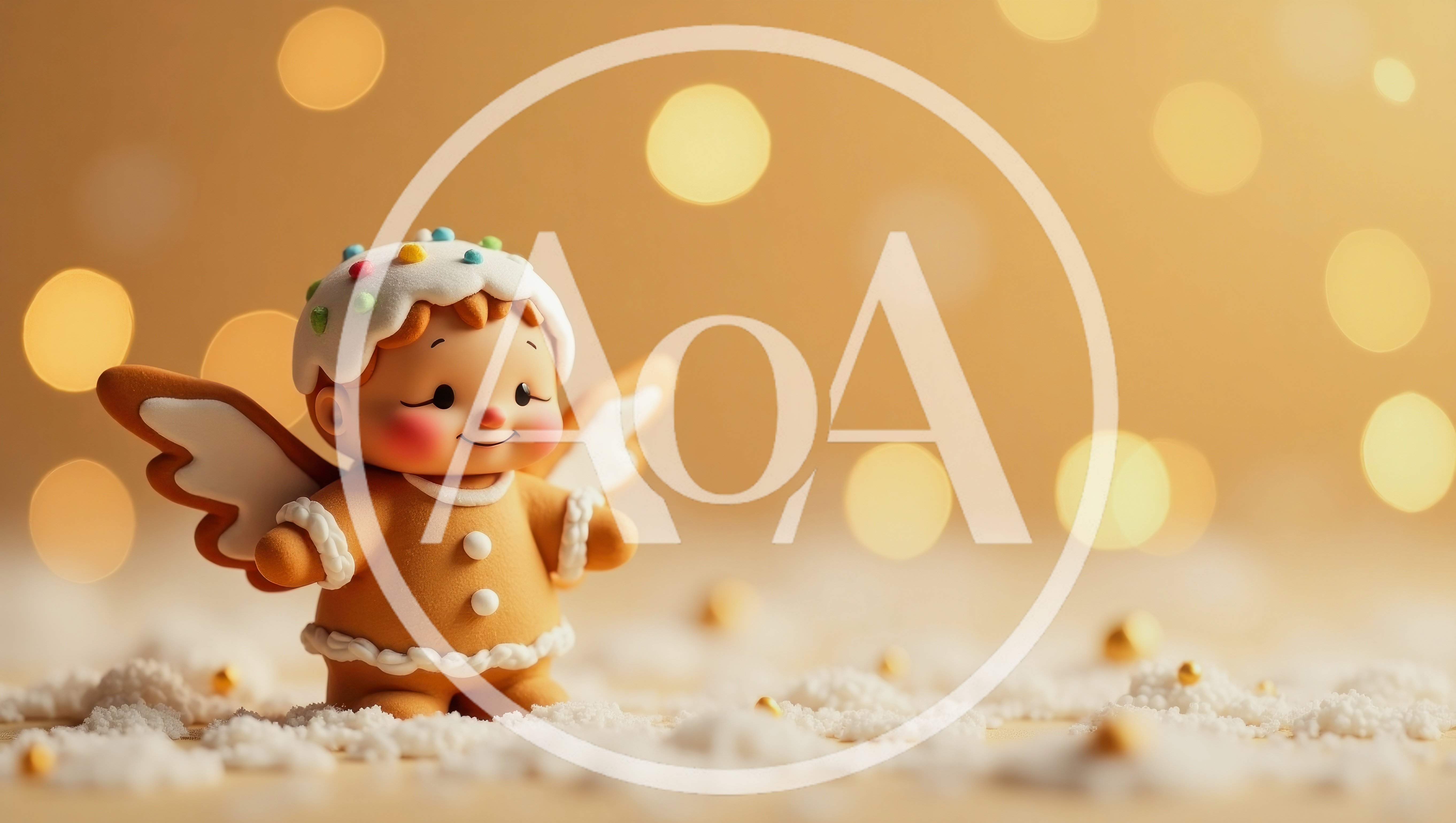 Cute Gingerbread Angel Figurine With Christmas Bokeh