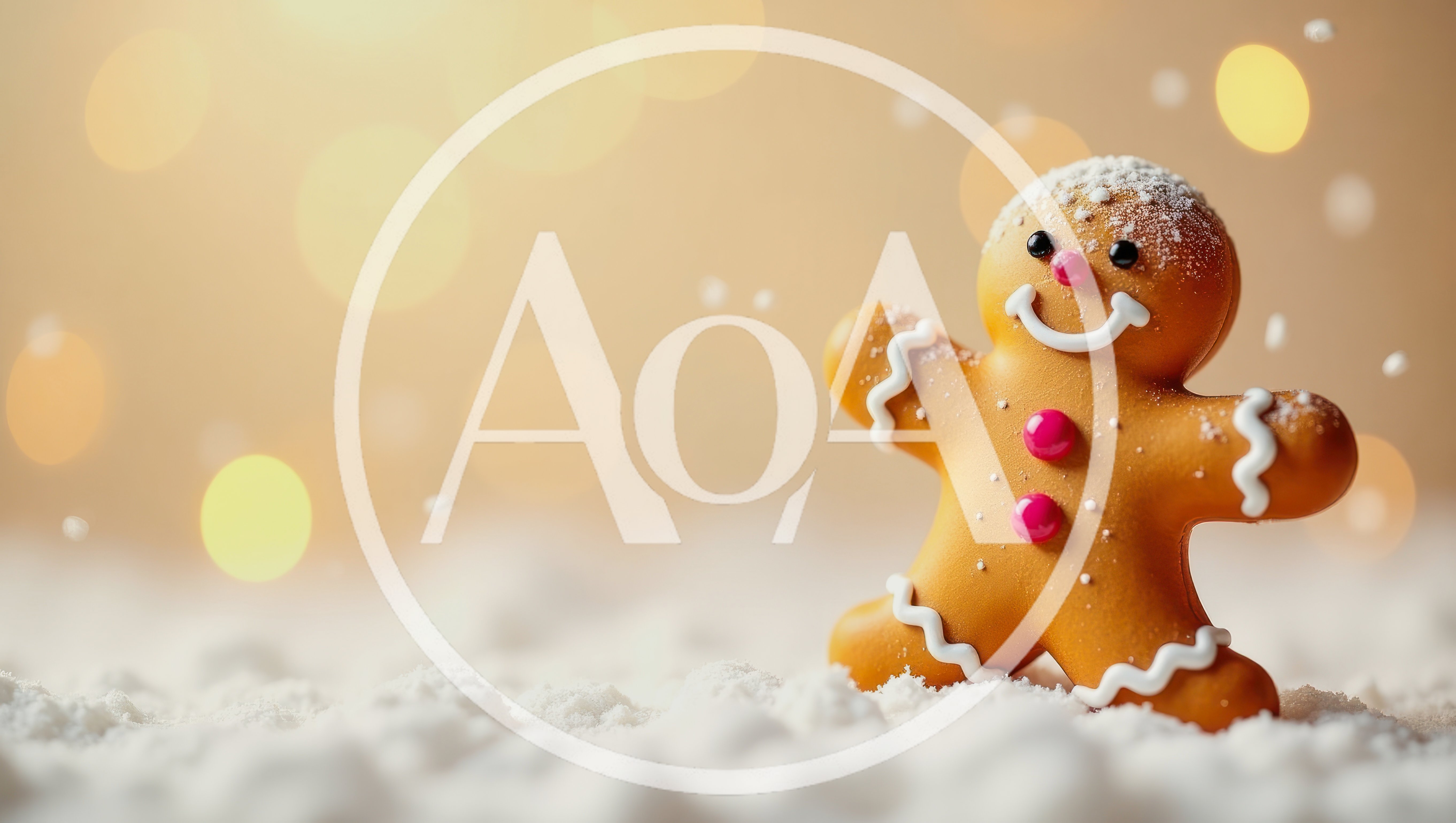 Gingerbread Man Cookie Standing In Snow