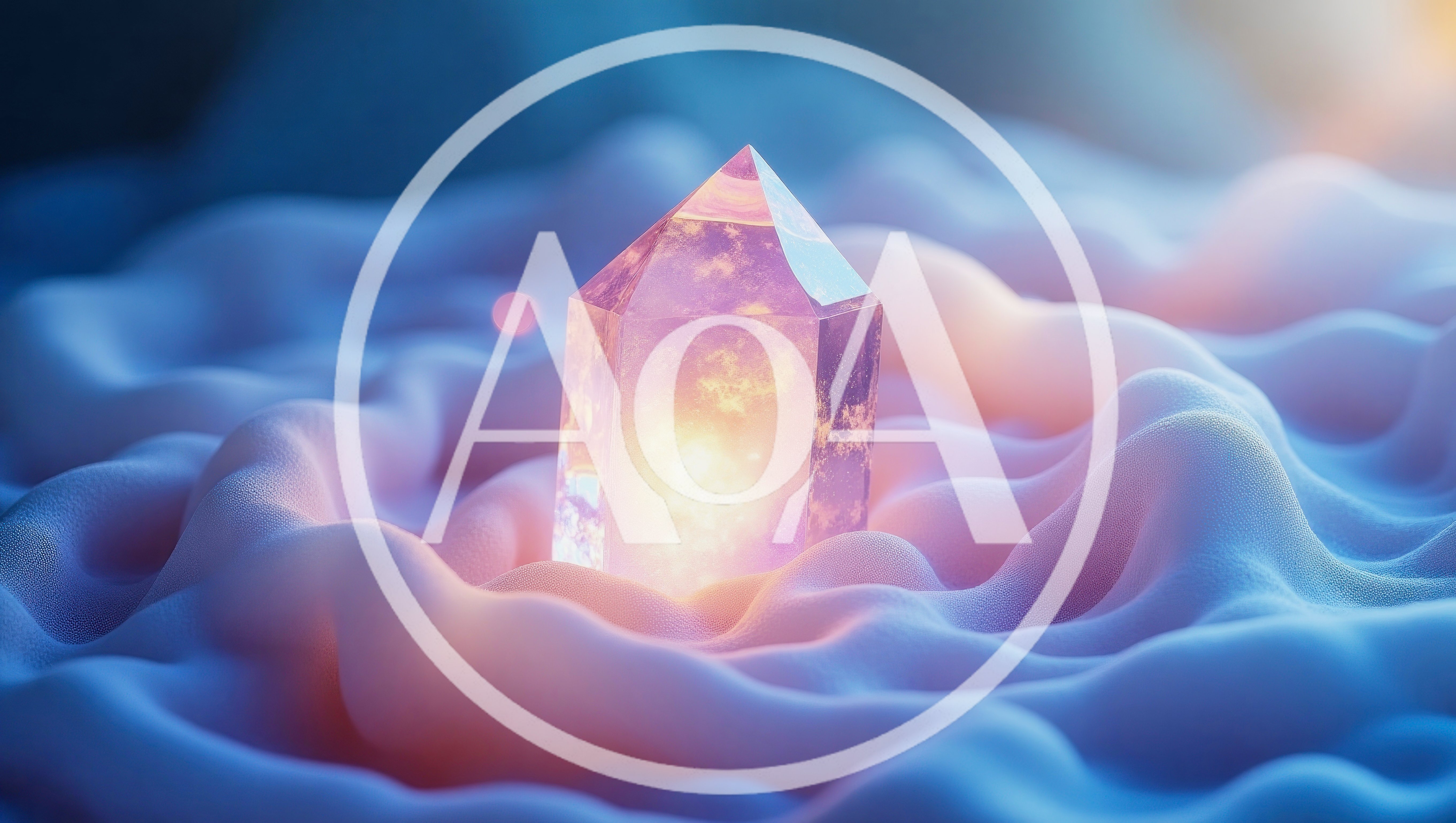 Glowing Crystal Point Resting On Soft Wavy Fabric