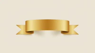 Golden Ribbon Banner On Beige Background