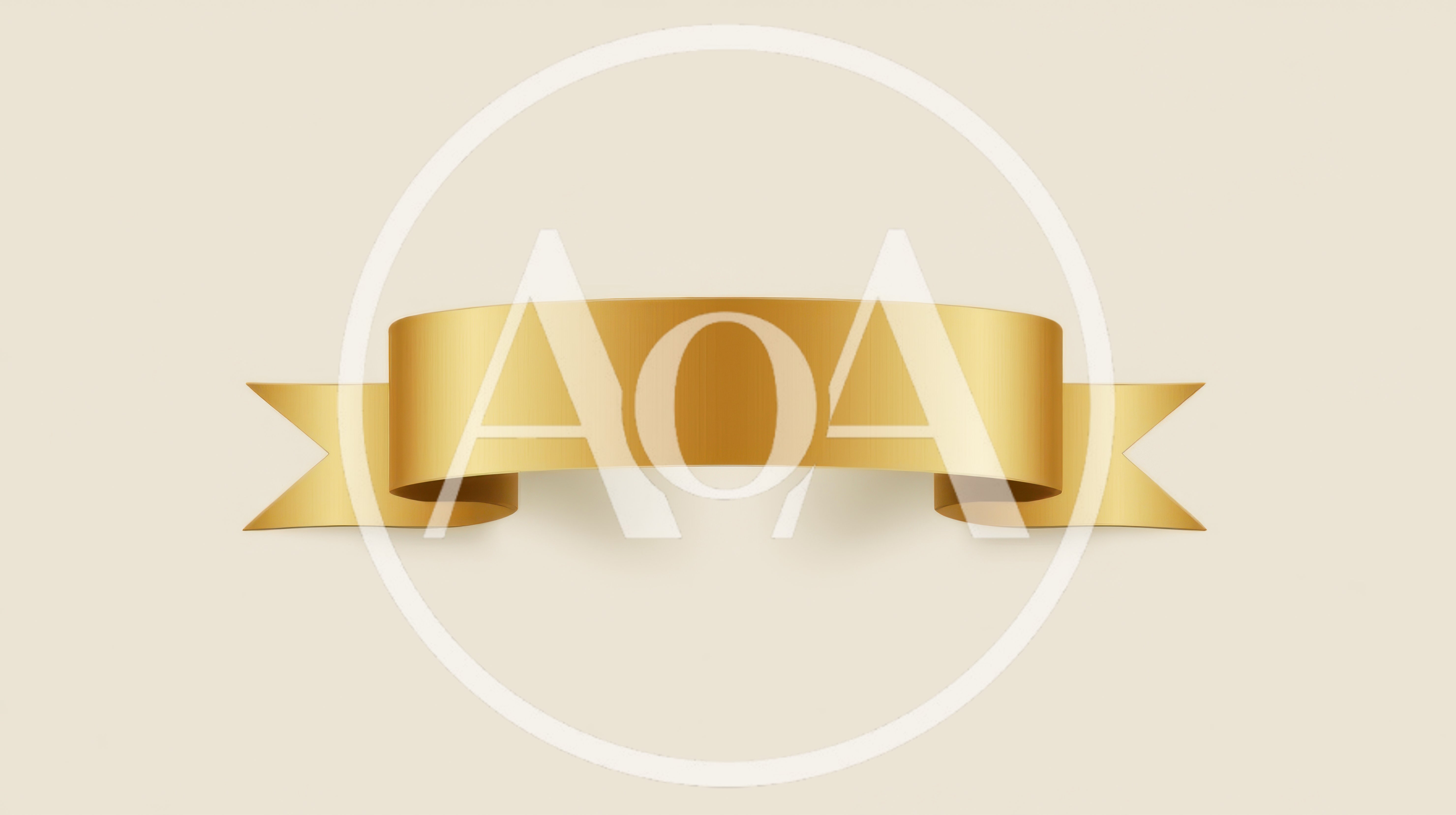 Golden Ribbon Banner On Beige Background
